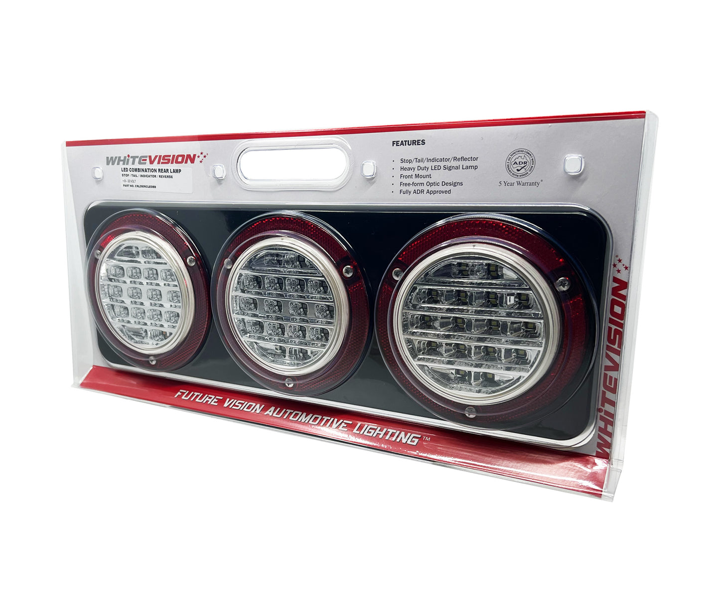 LED Combo 4" Round Clear Stop/Tail/Indicator/Reverse - Trailer Spares Direct