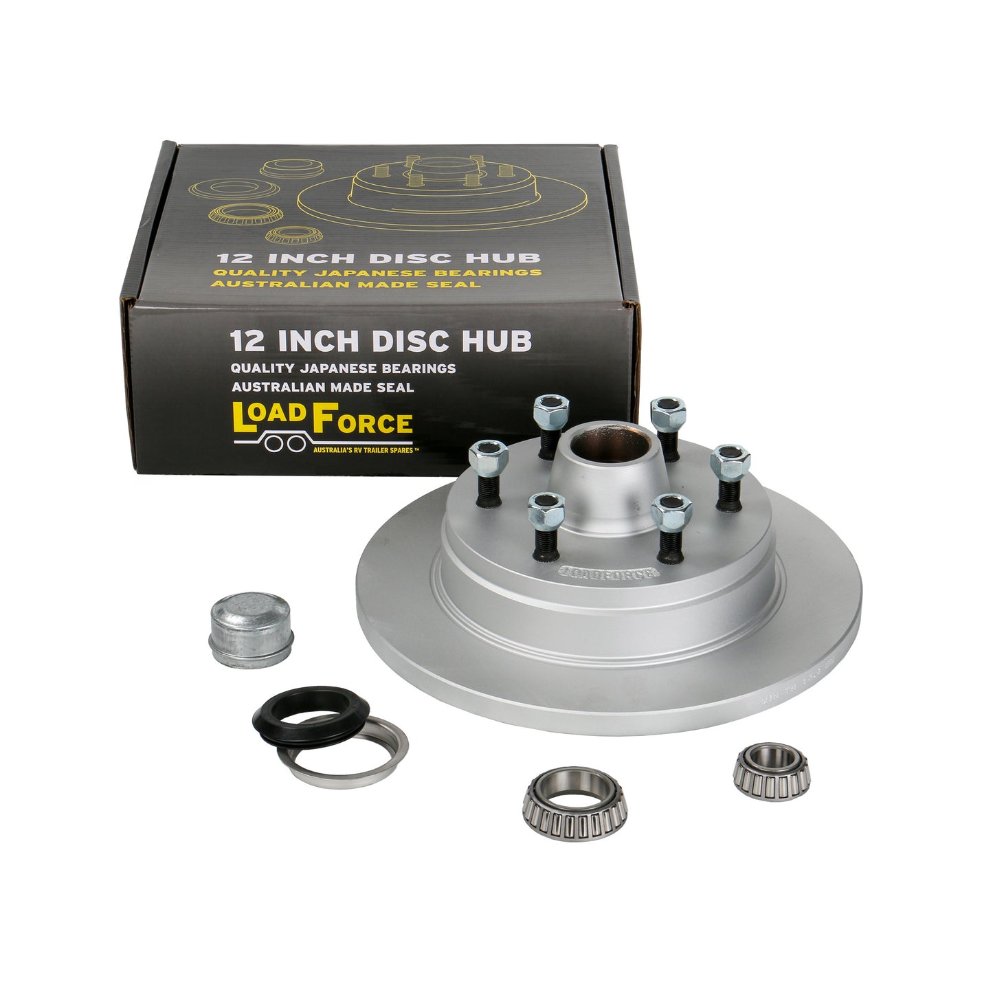 Disc Hub 12 x 5/8 inch 6 Stud Slimline (Ford) Bearing Galvanised - Trailer Spares Direct