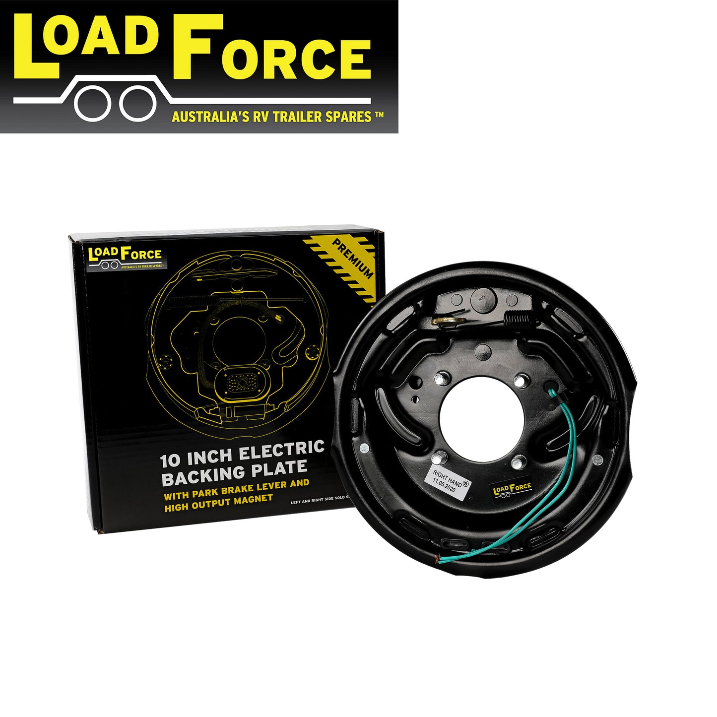 10 inch right side electric backing plate assembly with park brake - Trailer Spares Direct