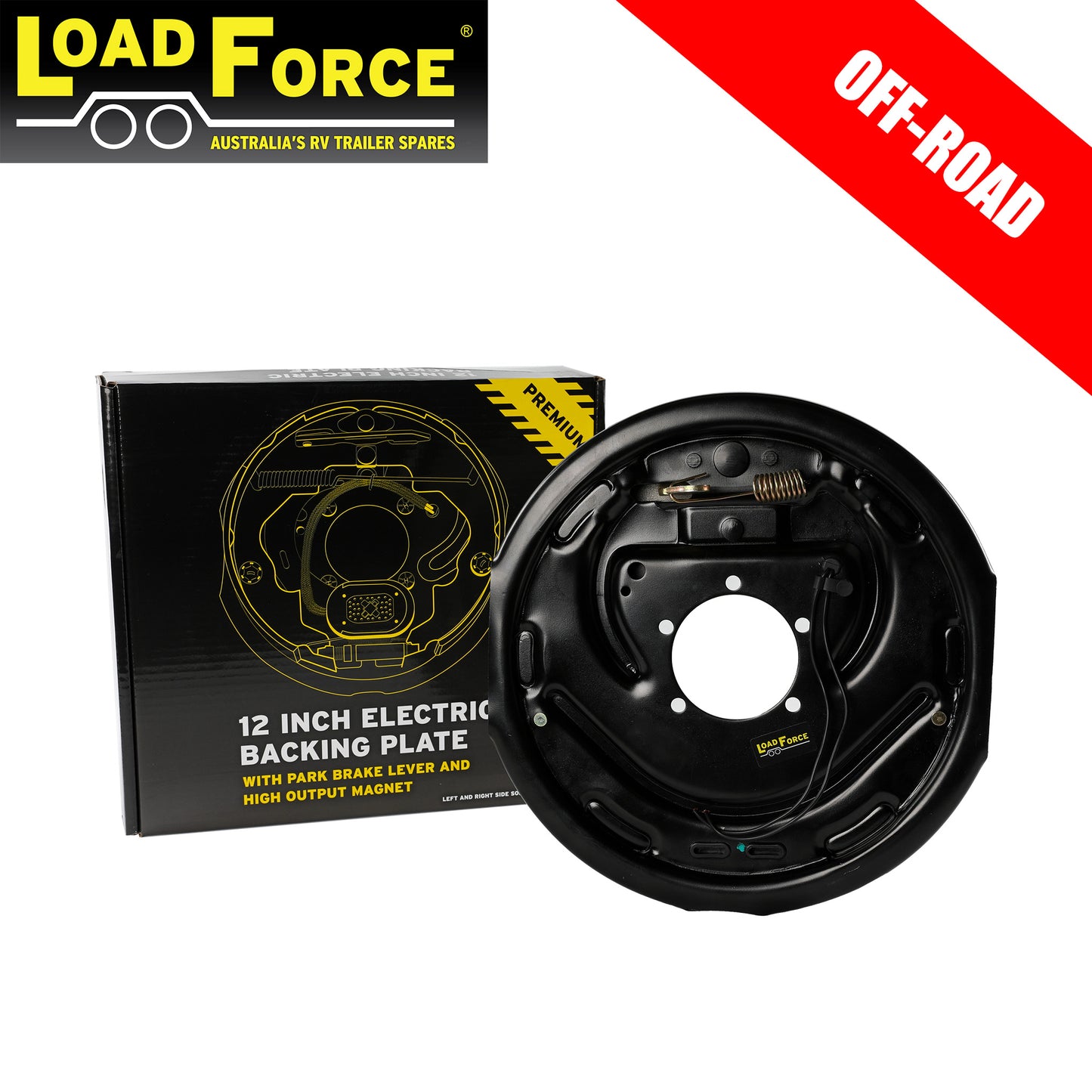 12inch Off Road Electric Backing Plate Assembly Right Hand - Trailer Spares Direct