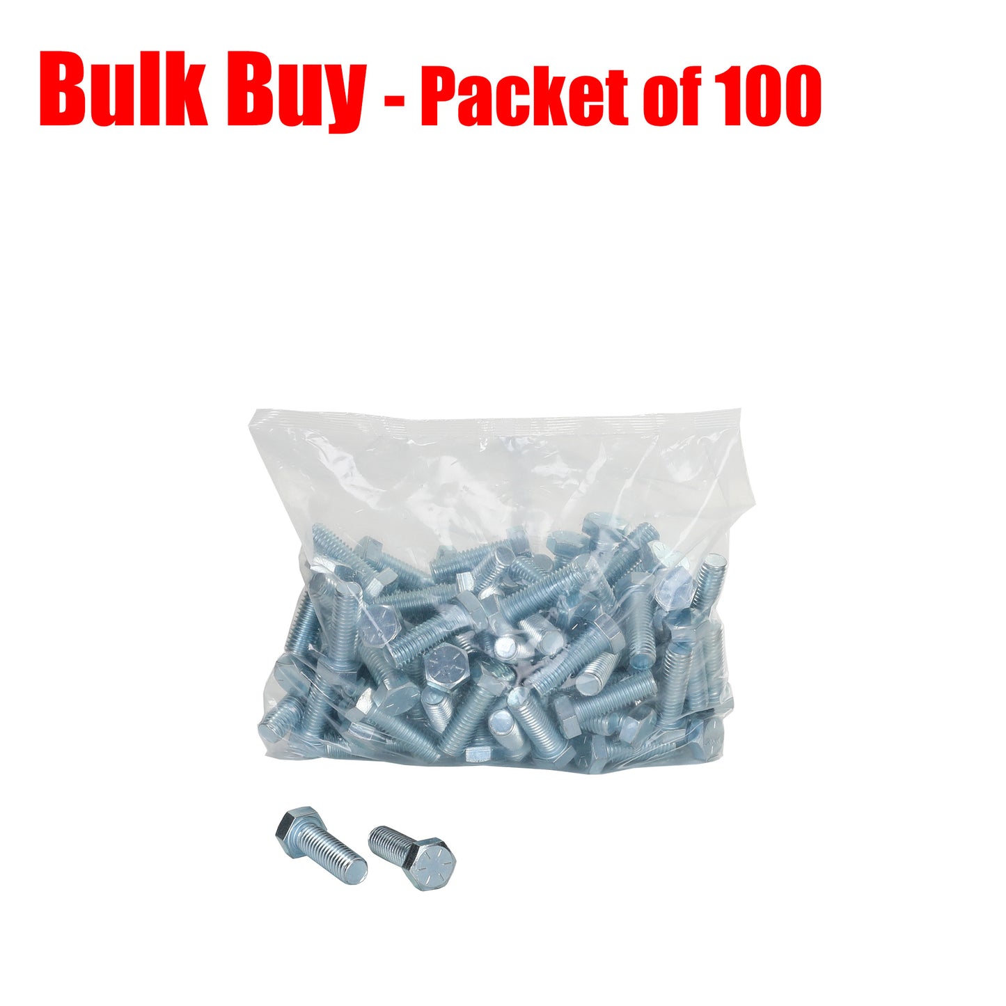 Hex Bolt 1.5"x 0.5" Grade 8 Zinc. Pack of 100. - Trailer Spares Direct