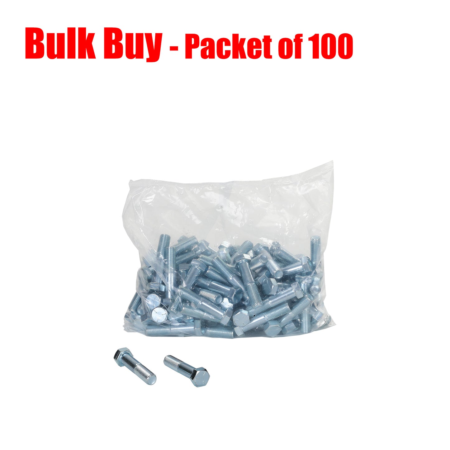 Hex Bolt 7/16 x 2 inch Grade 4.6 Zinc. Pack of 100 - Trailer Spares Direct