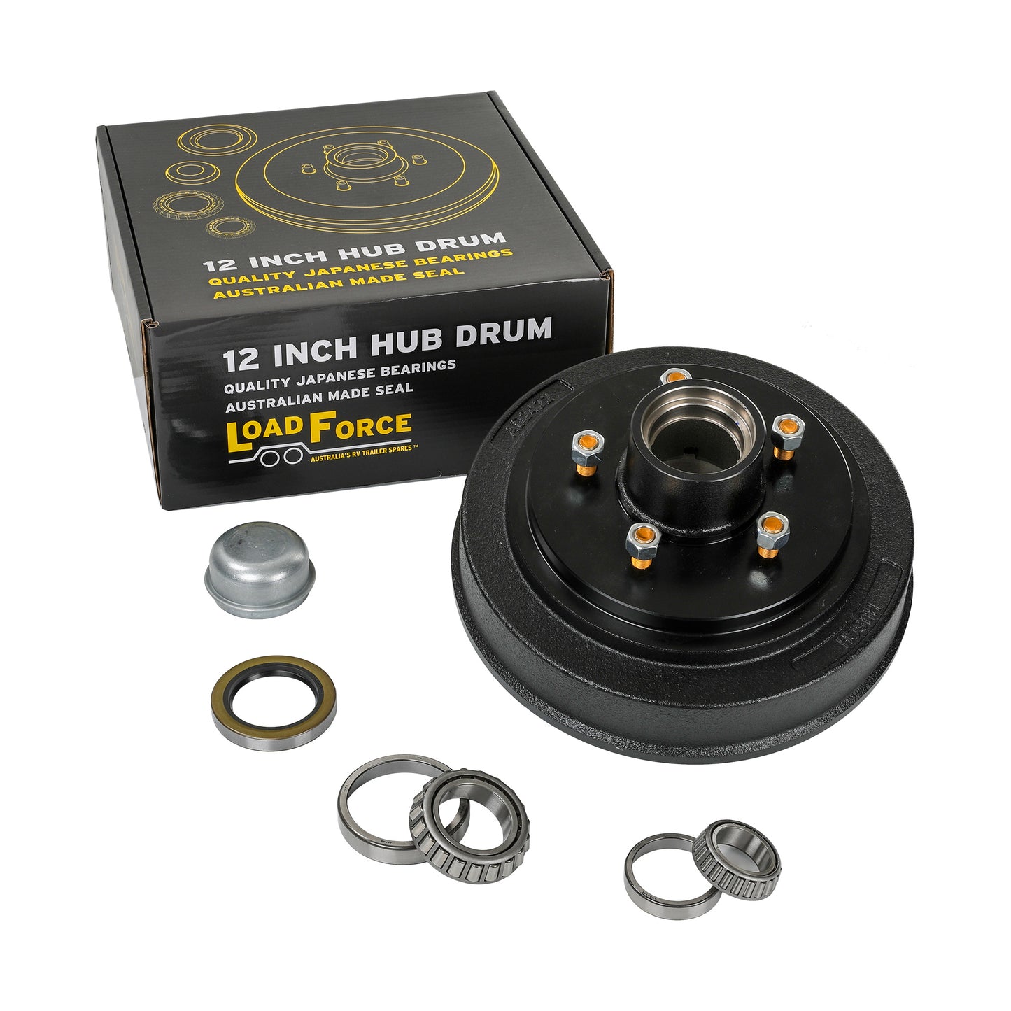 Hub Drum 12x2 inch 5 Stud LC 29749/30210 Japan Bearing - Trailer Spares Direct