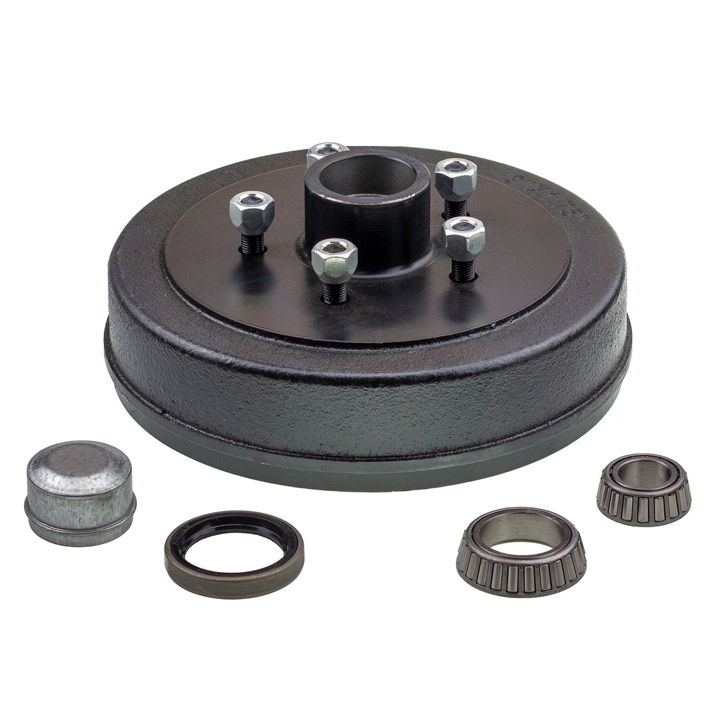 Trailer hub drum 9 x 1.75 inch HQ 5 stud with LM (Holden) bearing