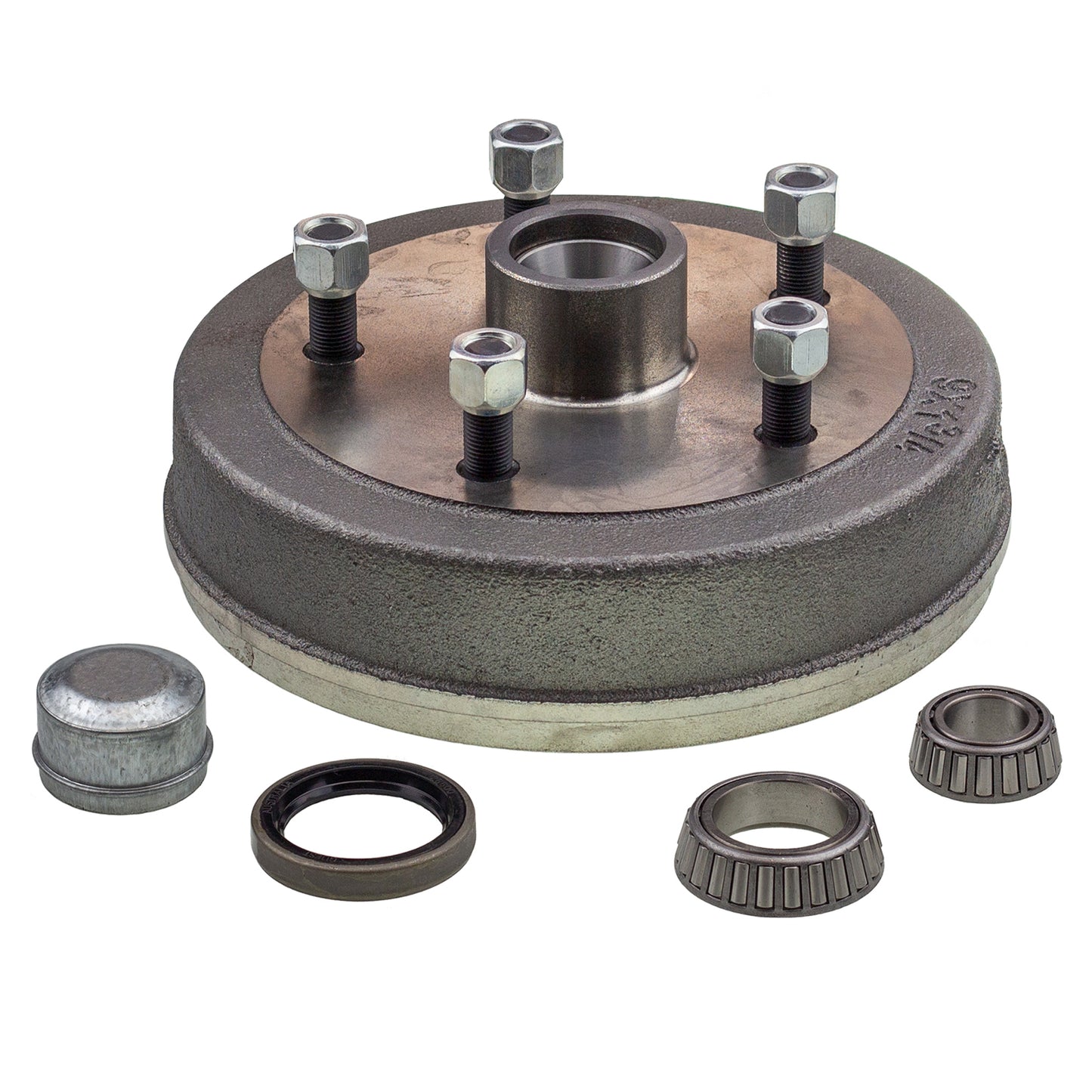 Trailer hub drum 9 x 1.75 inch LandCruiser 5 stud with slimline (Ford) bearing