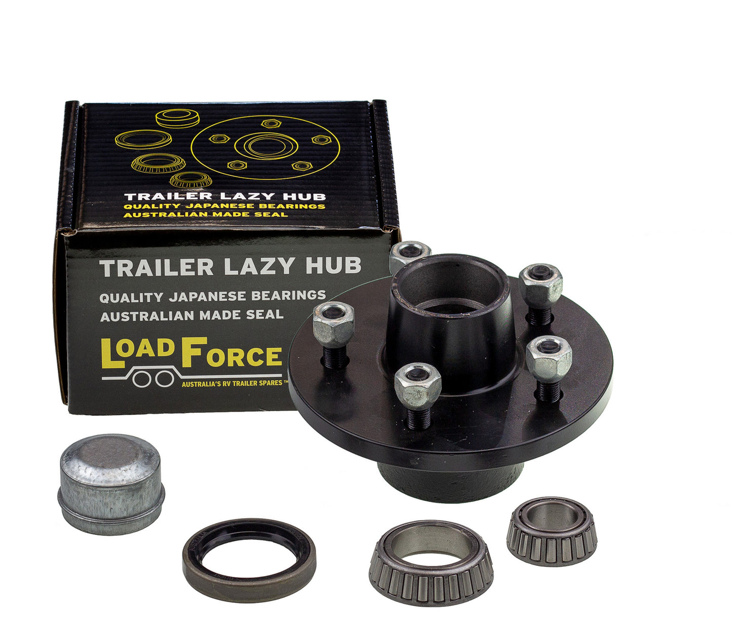 6 inch lazy hub assembly HT 5 stud LM (Holden) bearing - Trailer Spares Direct