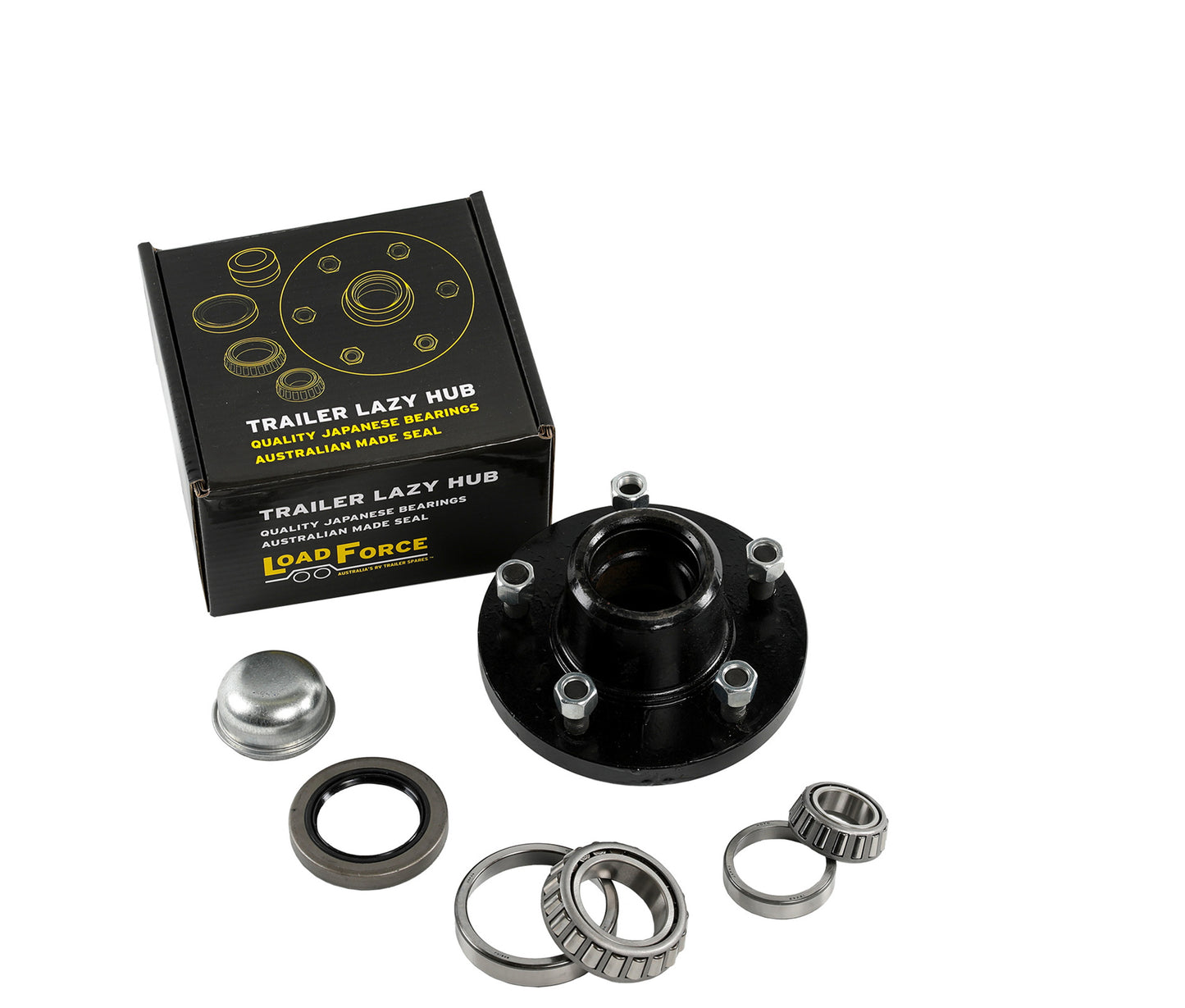 7.5 inch Lazy Hub Assy Landcruiser 5 Stud TX Japan Bearings - Trailer Spares Direct