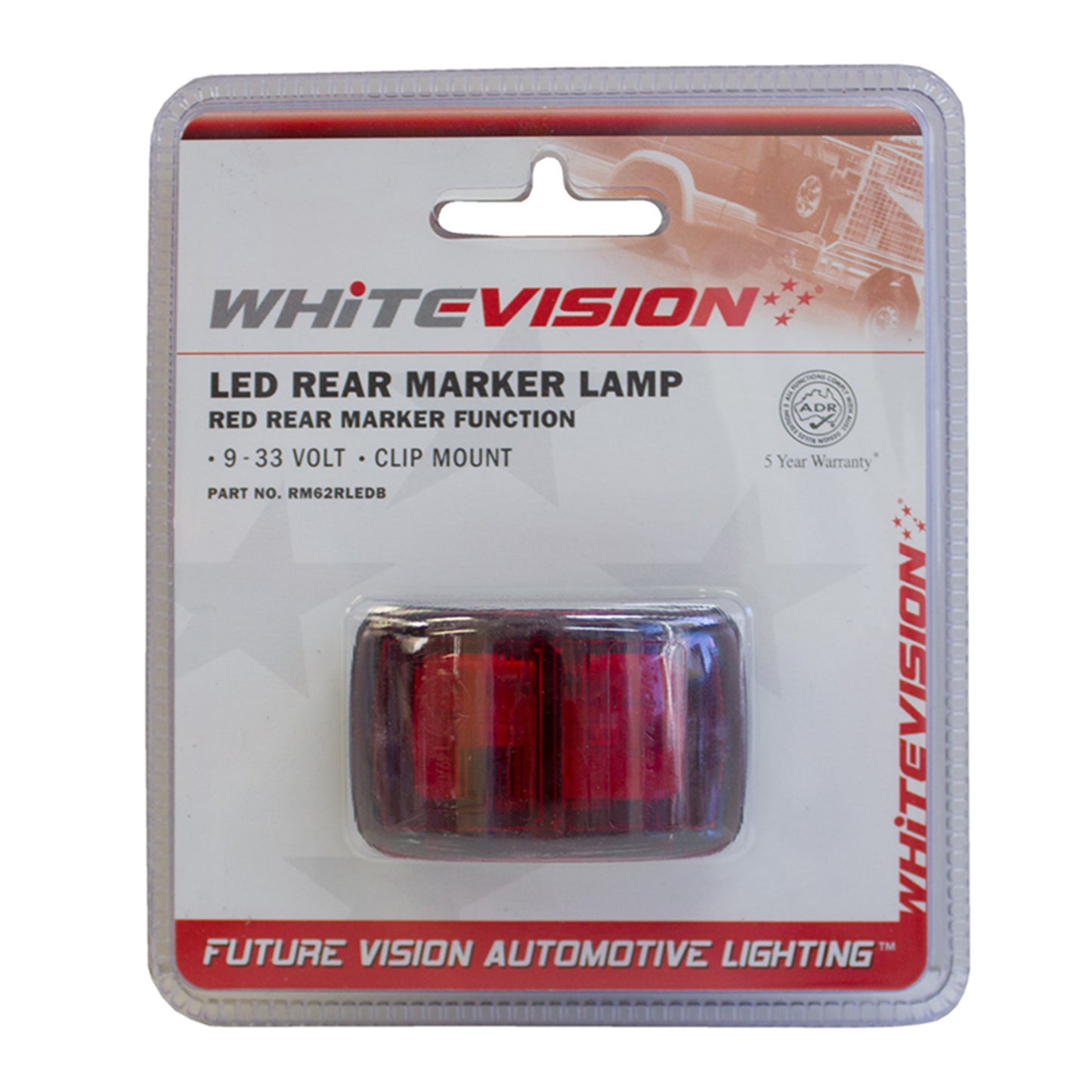 Rear Marker Lamp Red 9-33v 0.5m Cable - Trailer Spares Direct