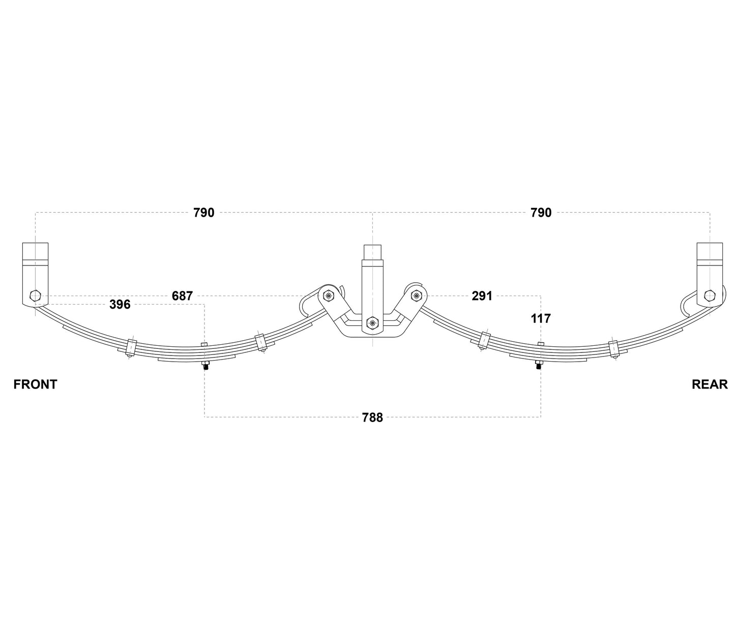 LoadForce 60mm 5 Leaf Roller Rocker Kit - 2500kg - 13-14" Wheels - Black