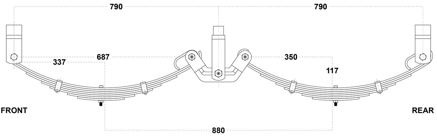 LoadForce 60mm 7 Leaf Roller Rocker Kit - 3500kg - 15-16" Wheels - Black