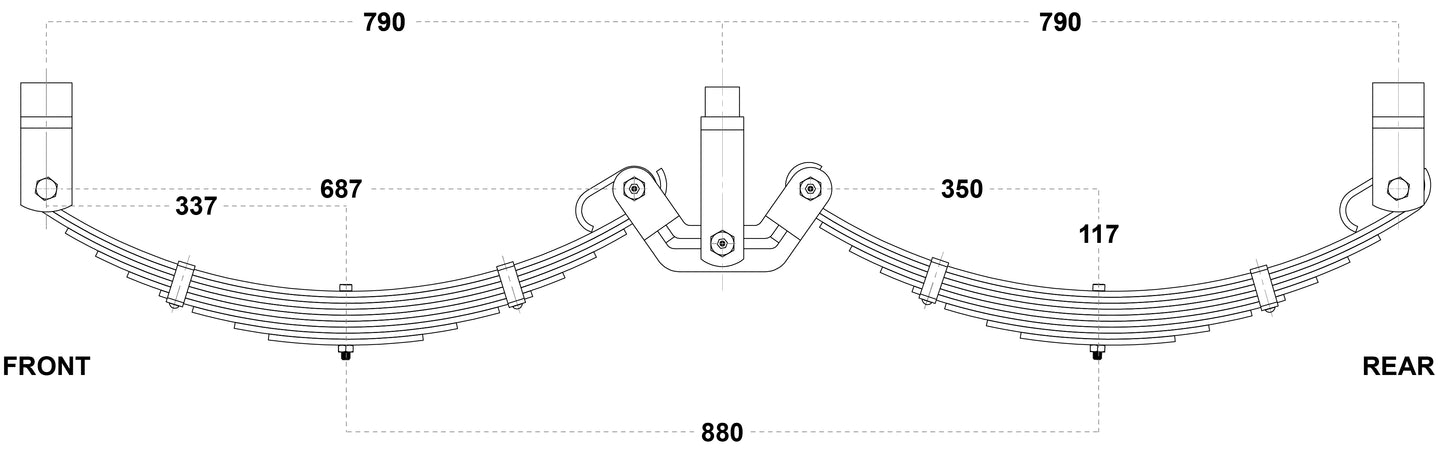 LoadForce 60mm 9 Leaf Roller Rocker Kit - 4500kg - 15-16" Wheels - Black