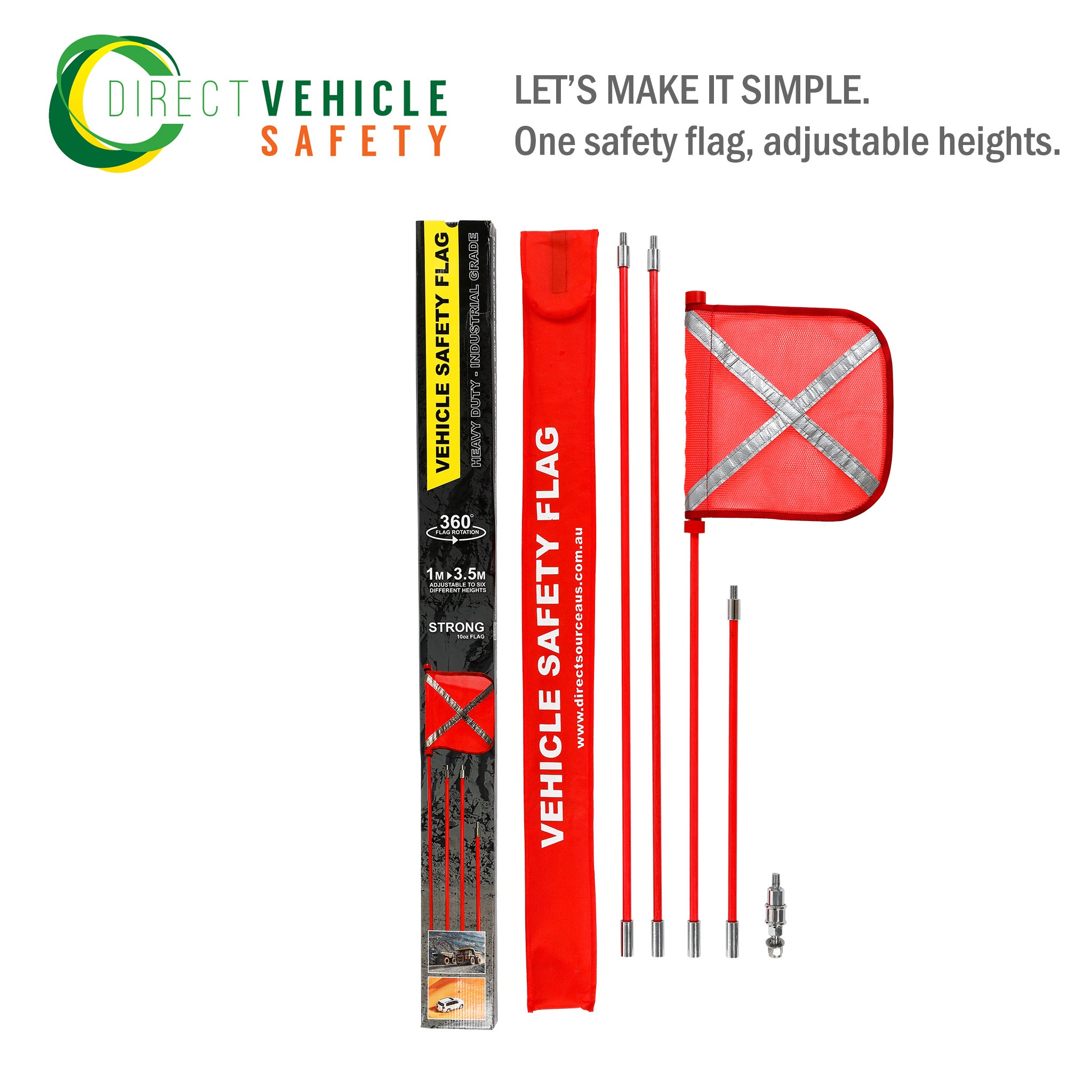 Car safety flag adjustable