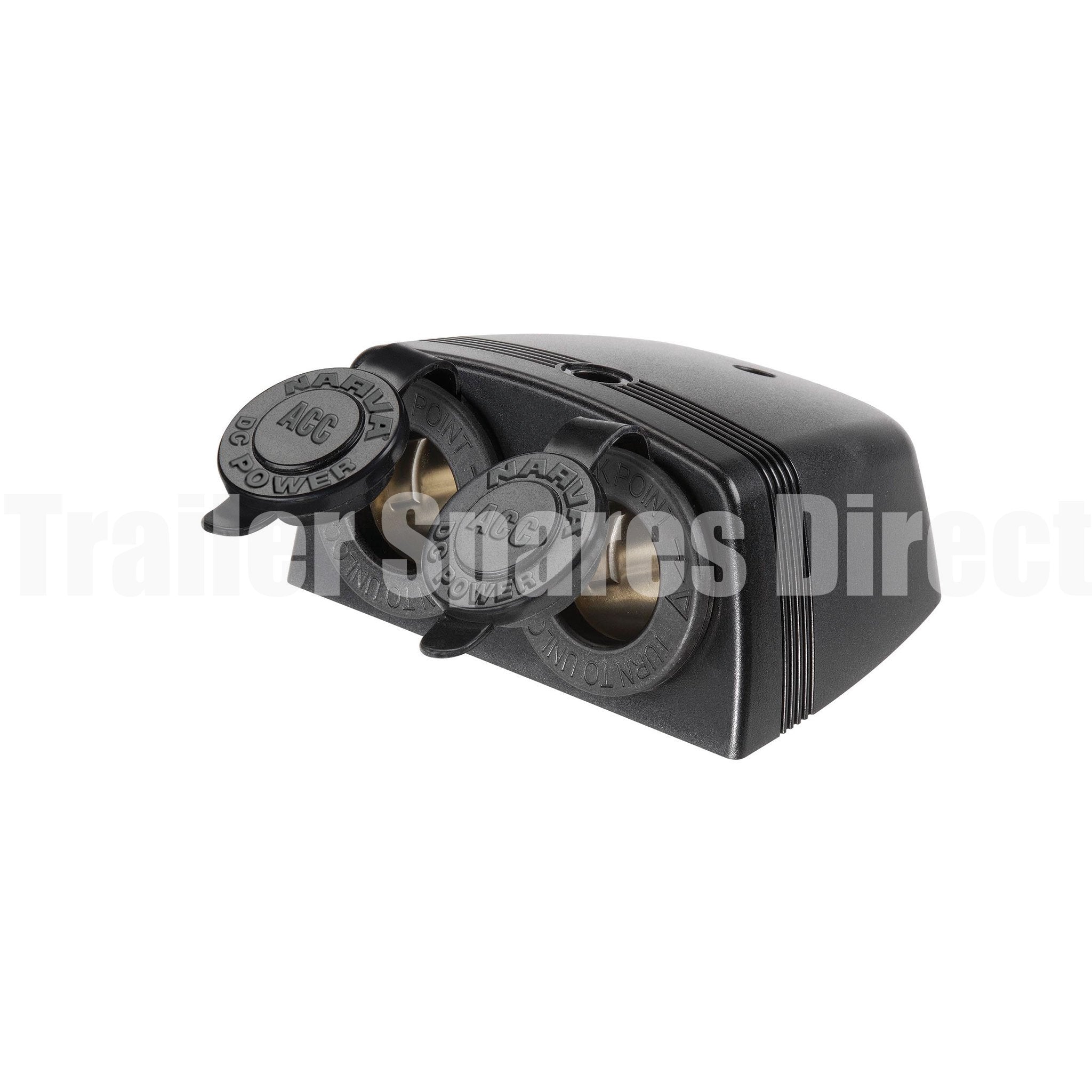 Narva - two accessory sockets - surface mount black case.