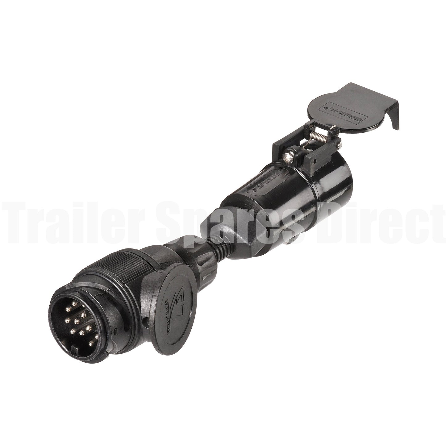 13 pin round Euro socket to 7 pin large round plug adapter - Trailer Spares Direct