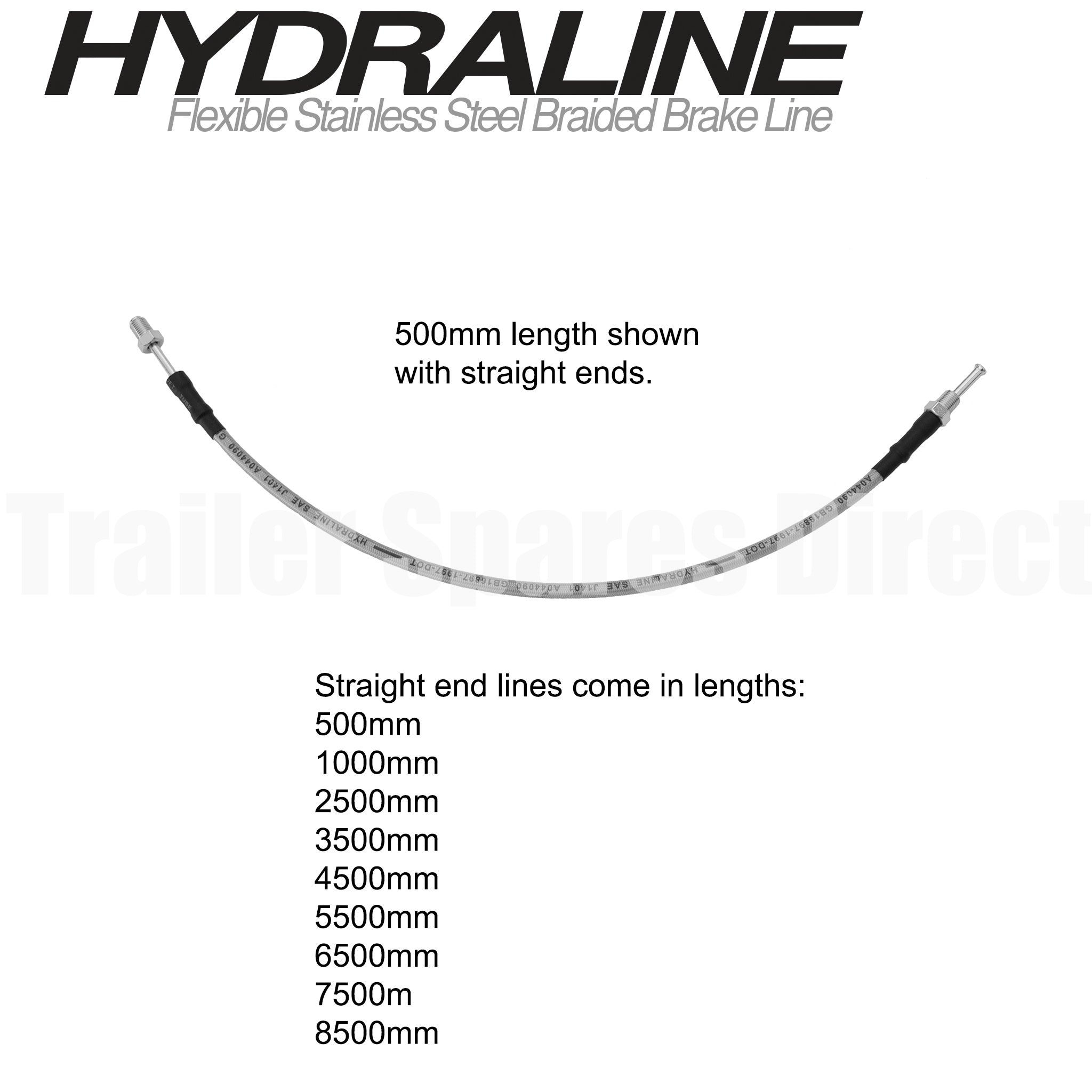 500mm HydraLine brake hose Straight Ends
