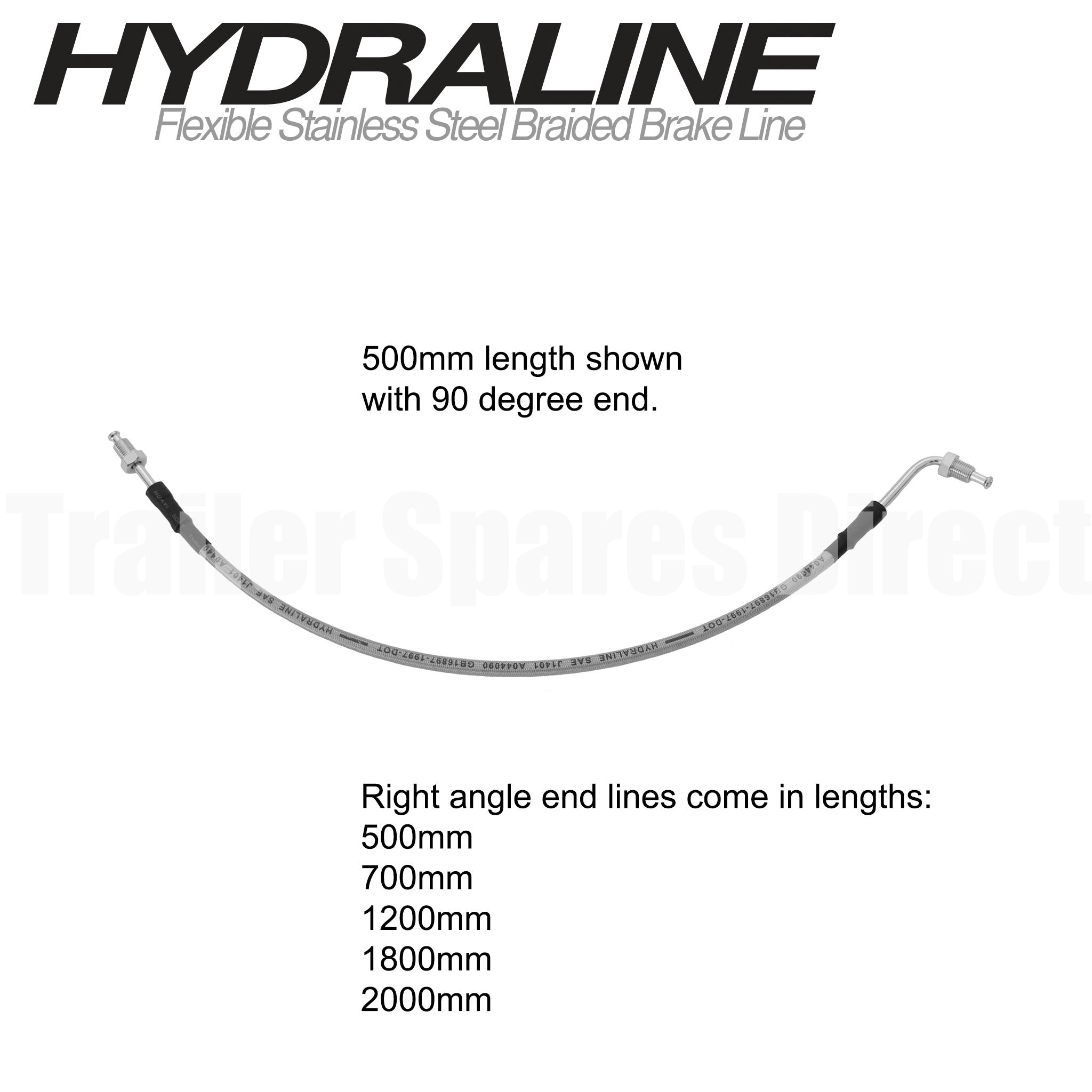 700mm HydraLine brake hose with 90 degree bend