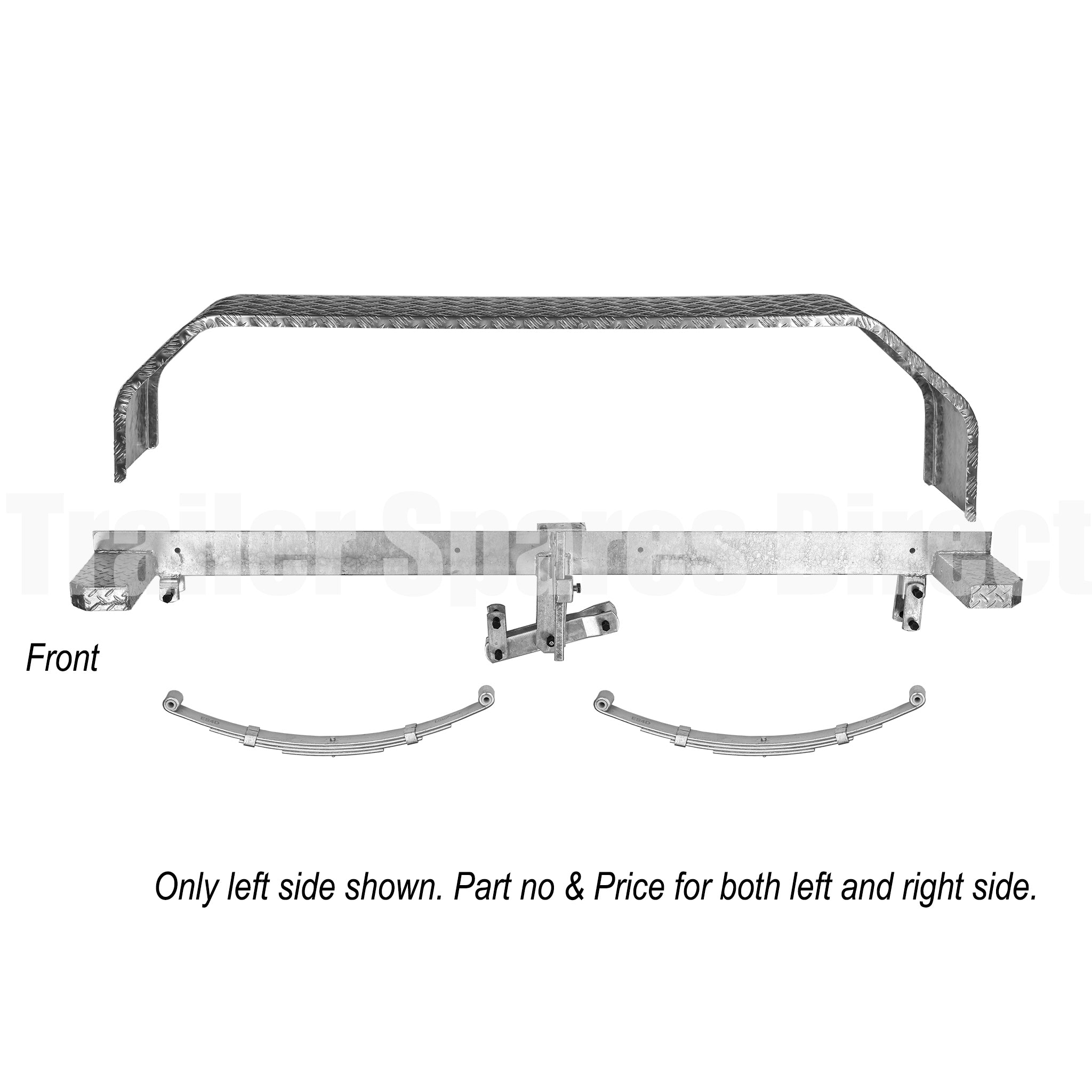 Galvanised suspension beam assembly for a 2200kg rated tandem trailer with 14 inch wheels (pair)