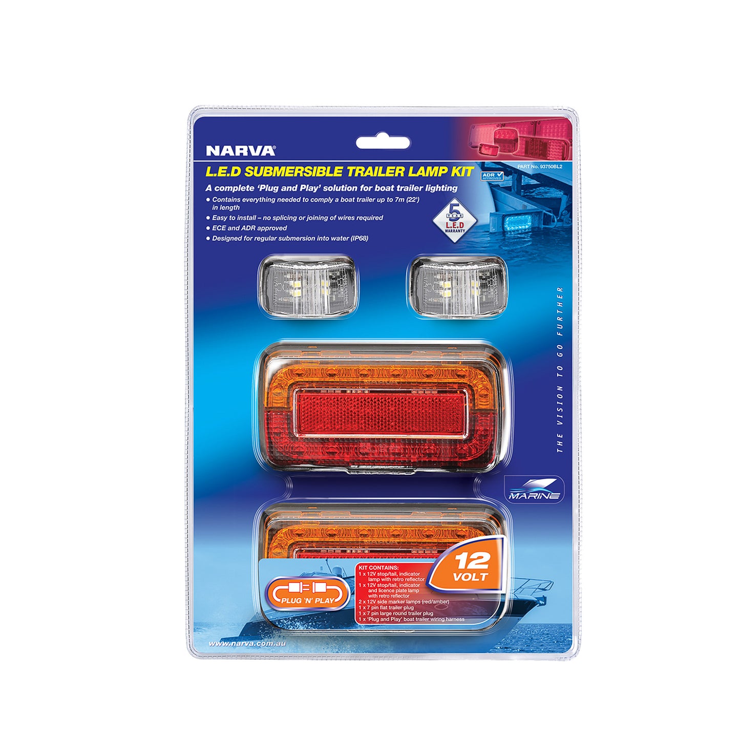 Narva LED Plug & Play Marine Trailer Lamp Kit with Side Markers 12v - Trailer Spares Direct