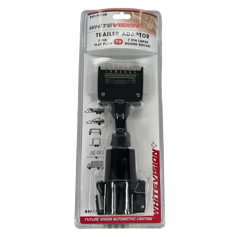 7 Pin Flat Plug to 7 Pin Lge Rnd Socket -Blister - Trailer Spares Direct