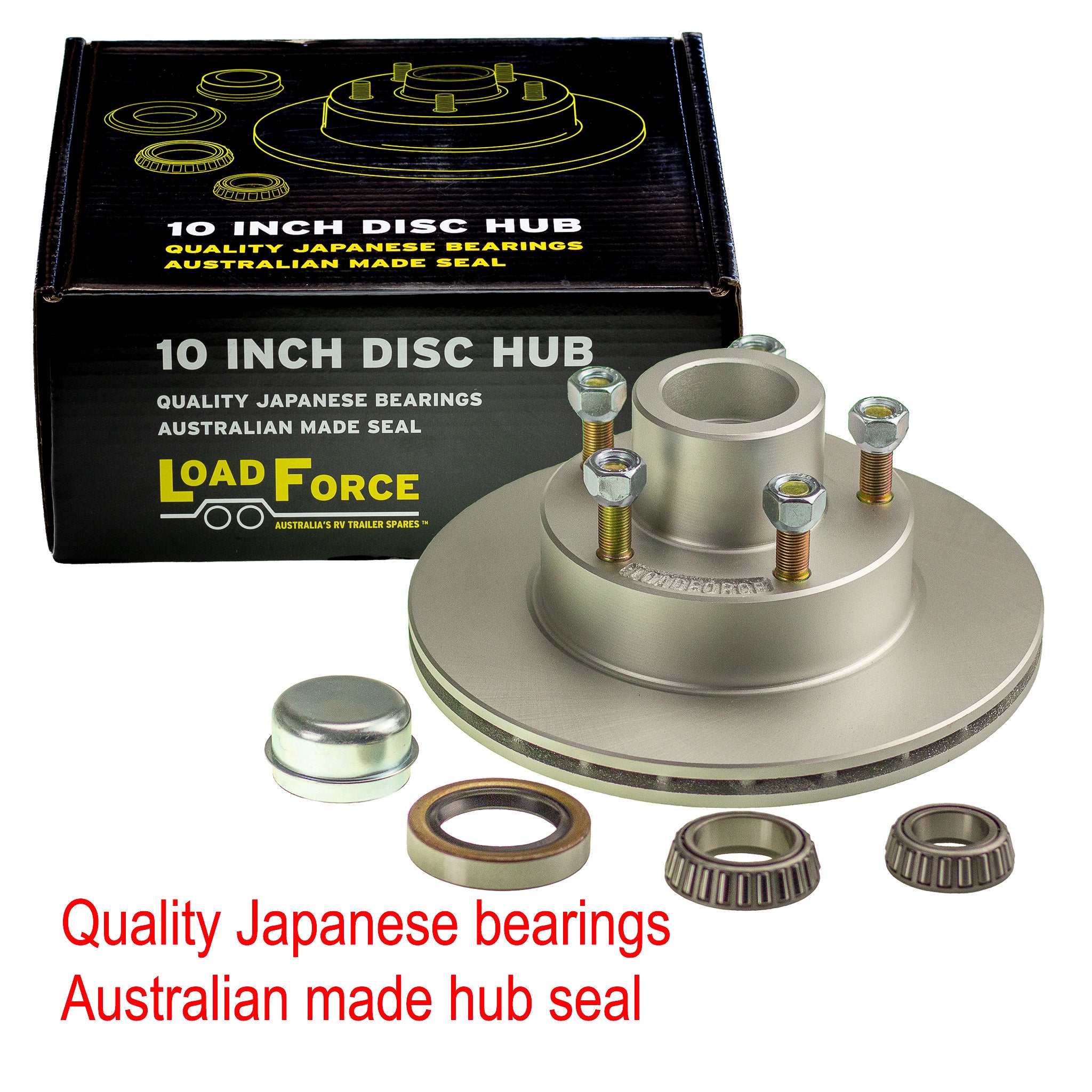 LoadForce ventilated disc brake hub 9.6 inch x 3/4 inch Ford 5 stud USA 1.8t bearing dacromet