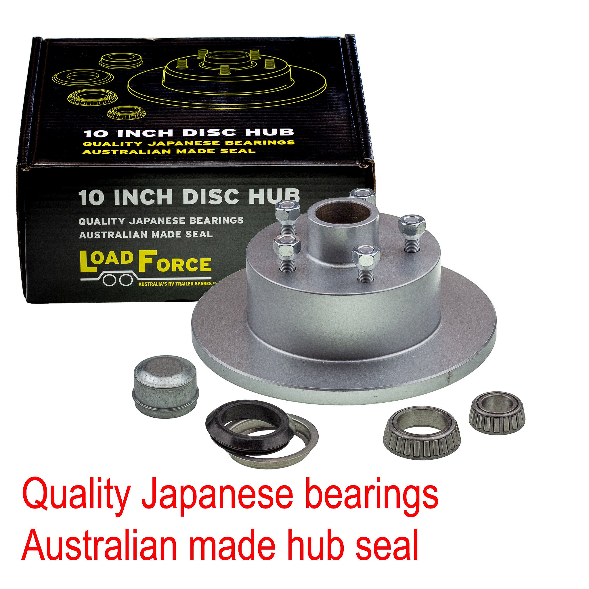 LoadForce Disc Brake Hub 10 x 5/8 inch Ford 5 stud slimline (Ford) bearing dacromet