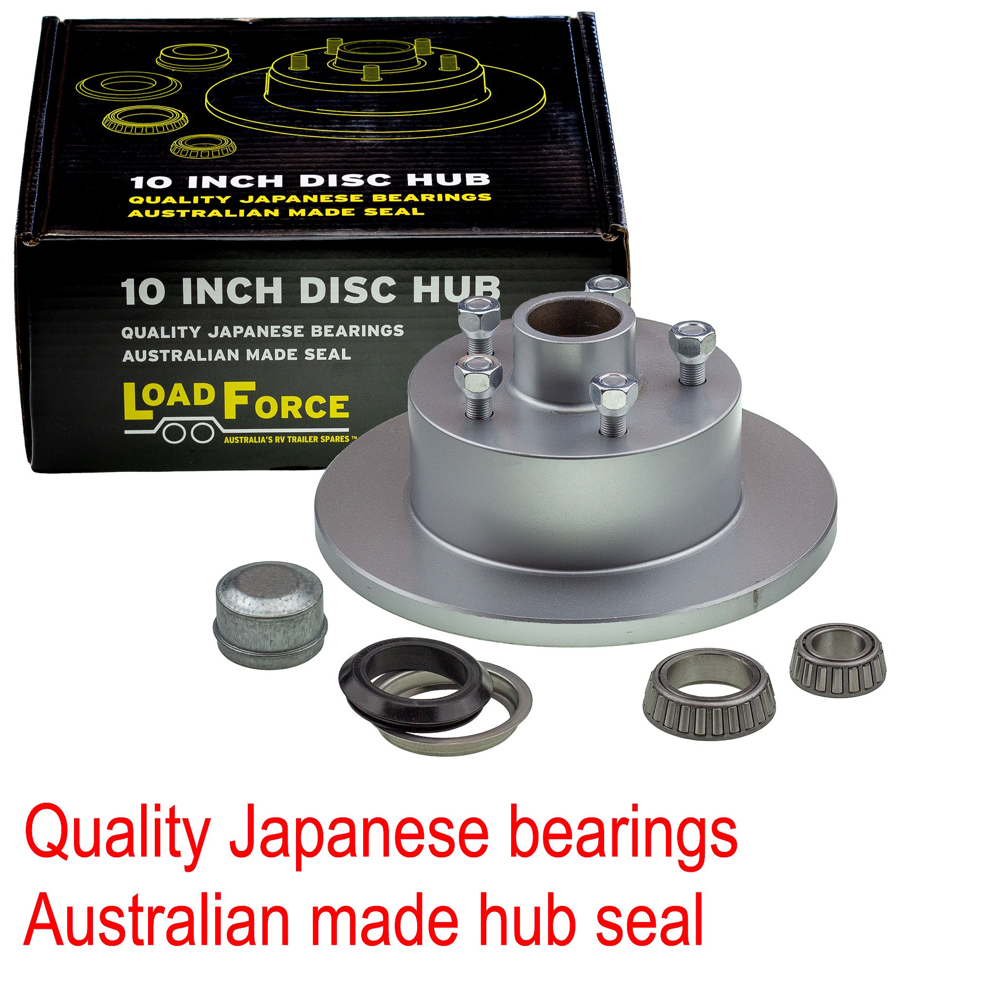 LoadForce Disc Brake Hub 10 x 5/8 inch Ford 5 stud LM (Holden) bearing dacromet