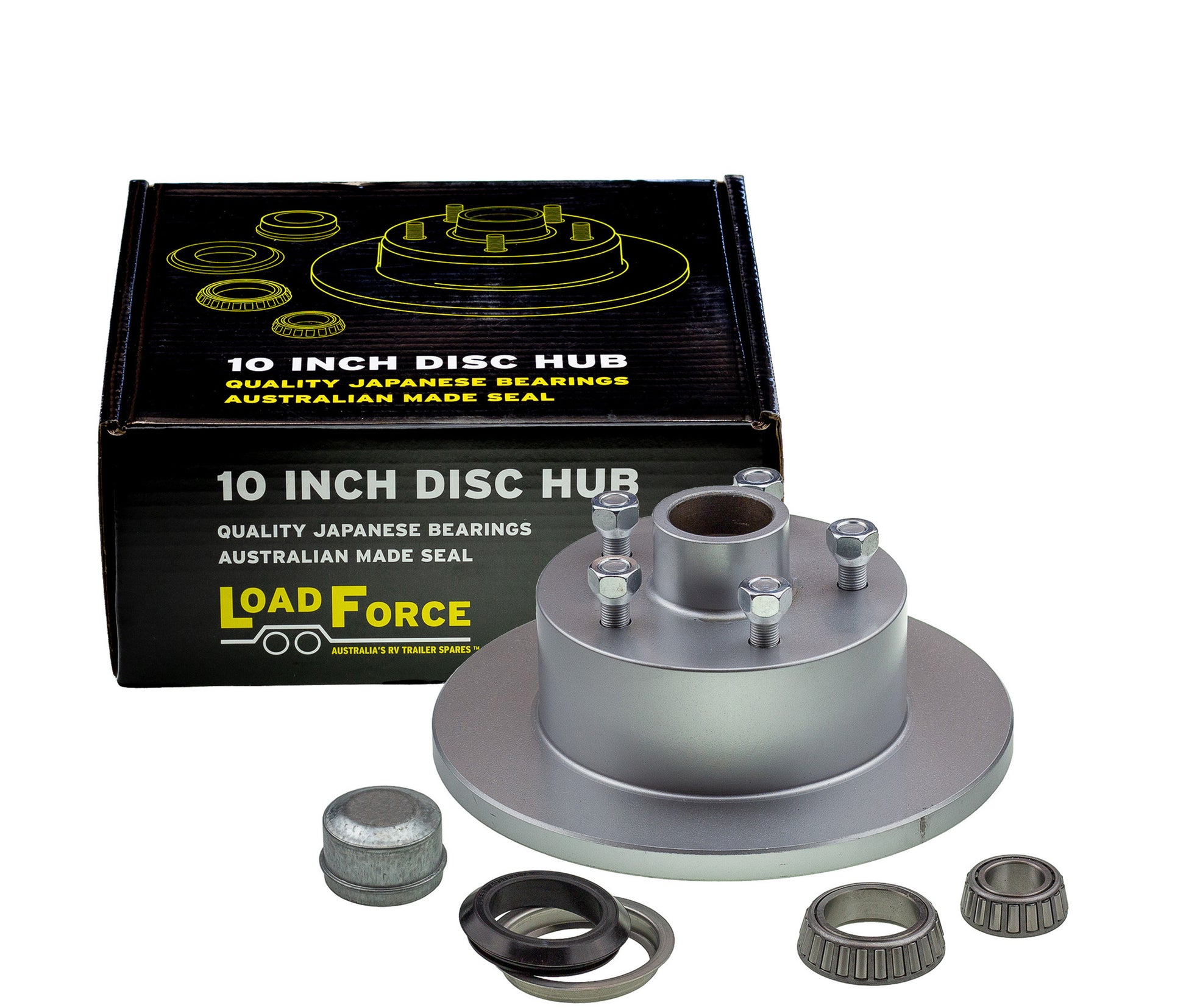 disc brake hub 10 x 5/8 inch HT 5 stud LM (Holden) bearing dacromet - Trailer Spares Direct
