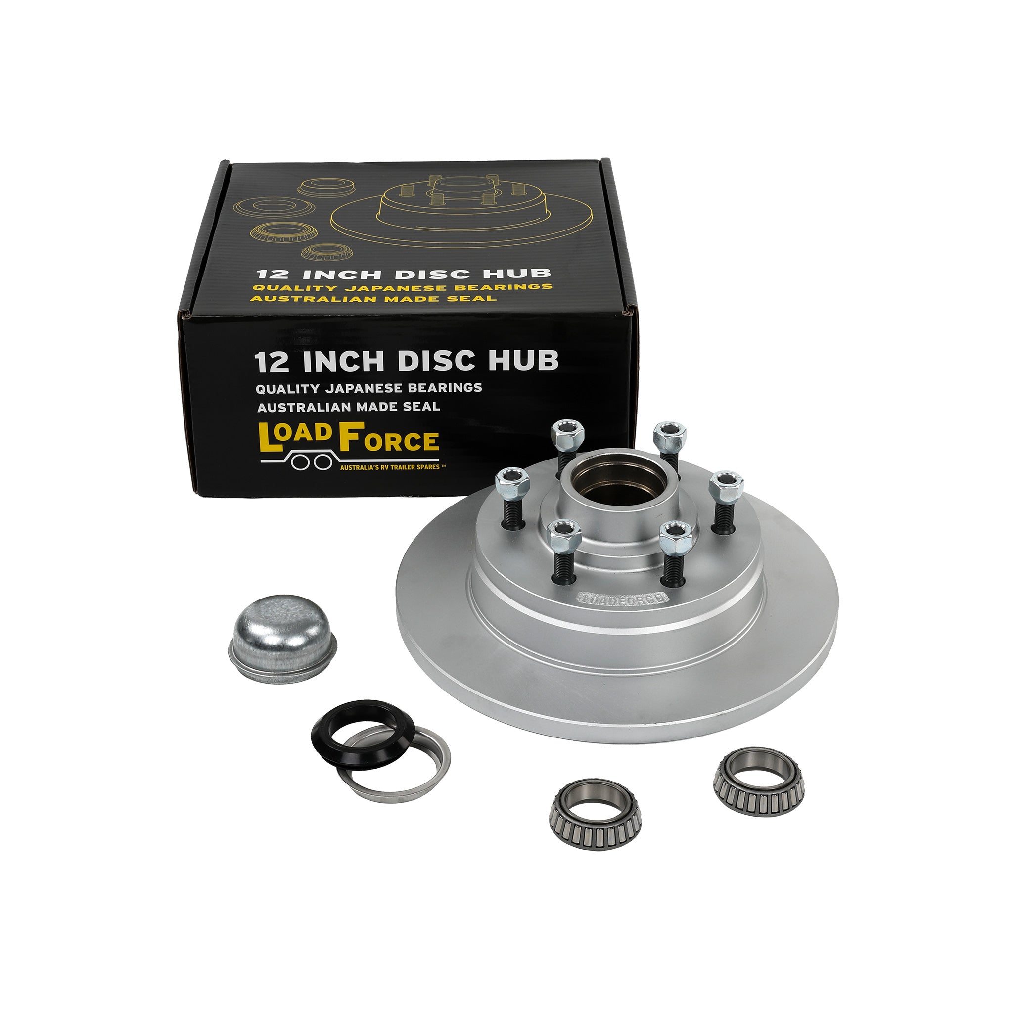 LoadForce disc brake hub 12 x 5/8 inch 6 stud parallel bearing dacromet