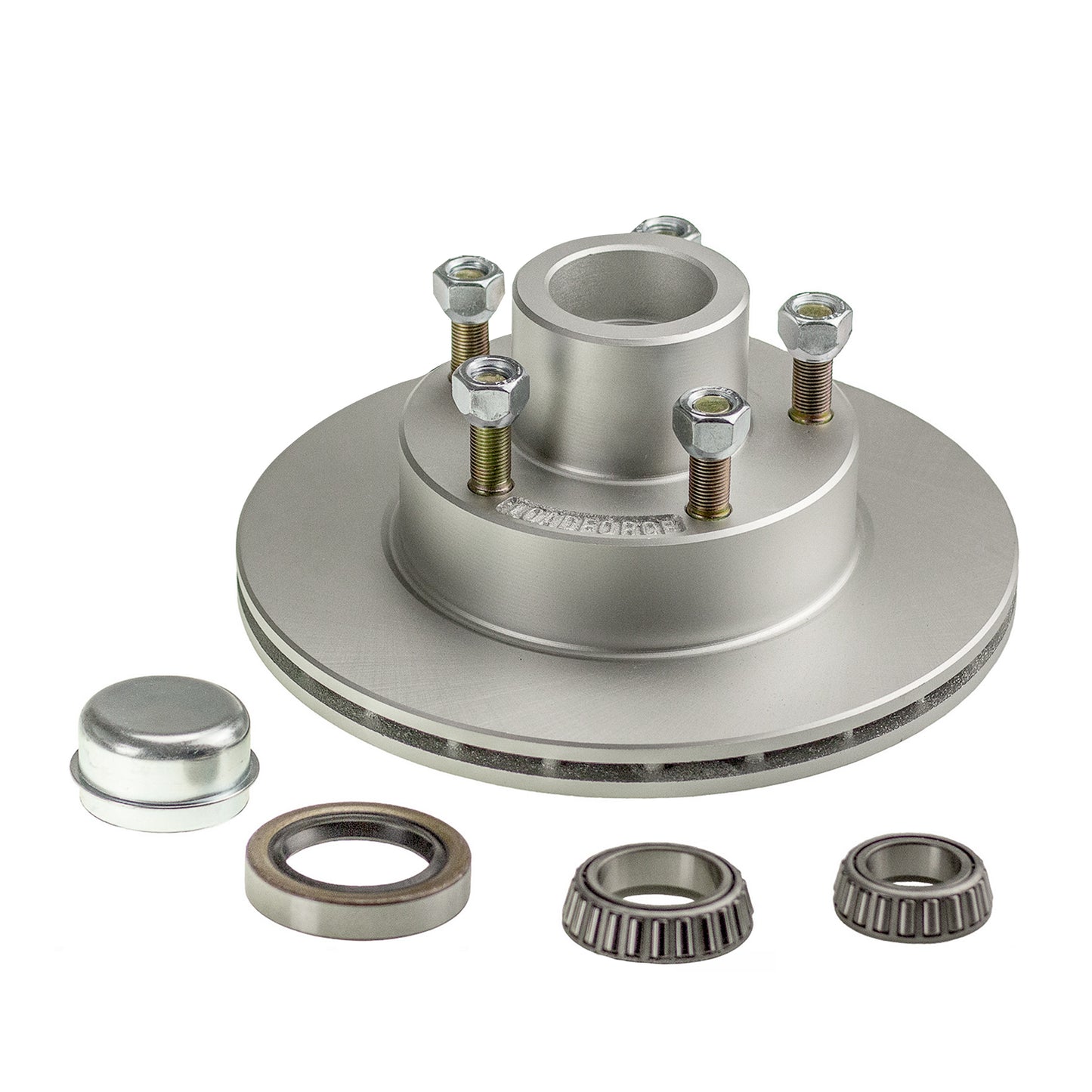 Ventilated trailer disc brake hub 10inch x 7/8 inch Ford 5 stud USA 1.8t bearing dacromet