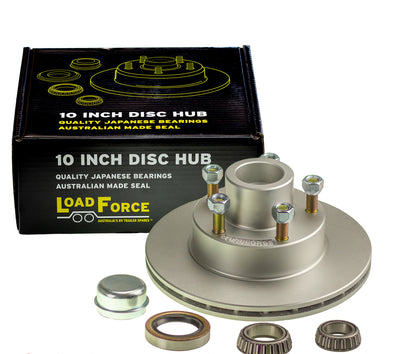 ventilated trailer disc brake hub 10inch x 7/8 inch Ford 5 stud USA 1.8t bearing dacromet - Trailer Spares Direct