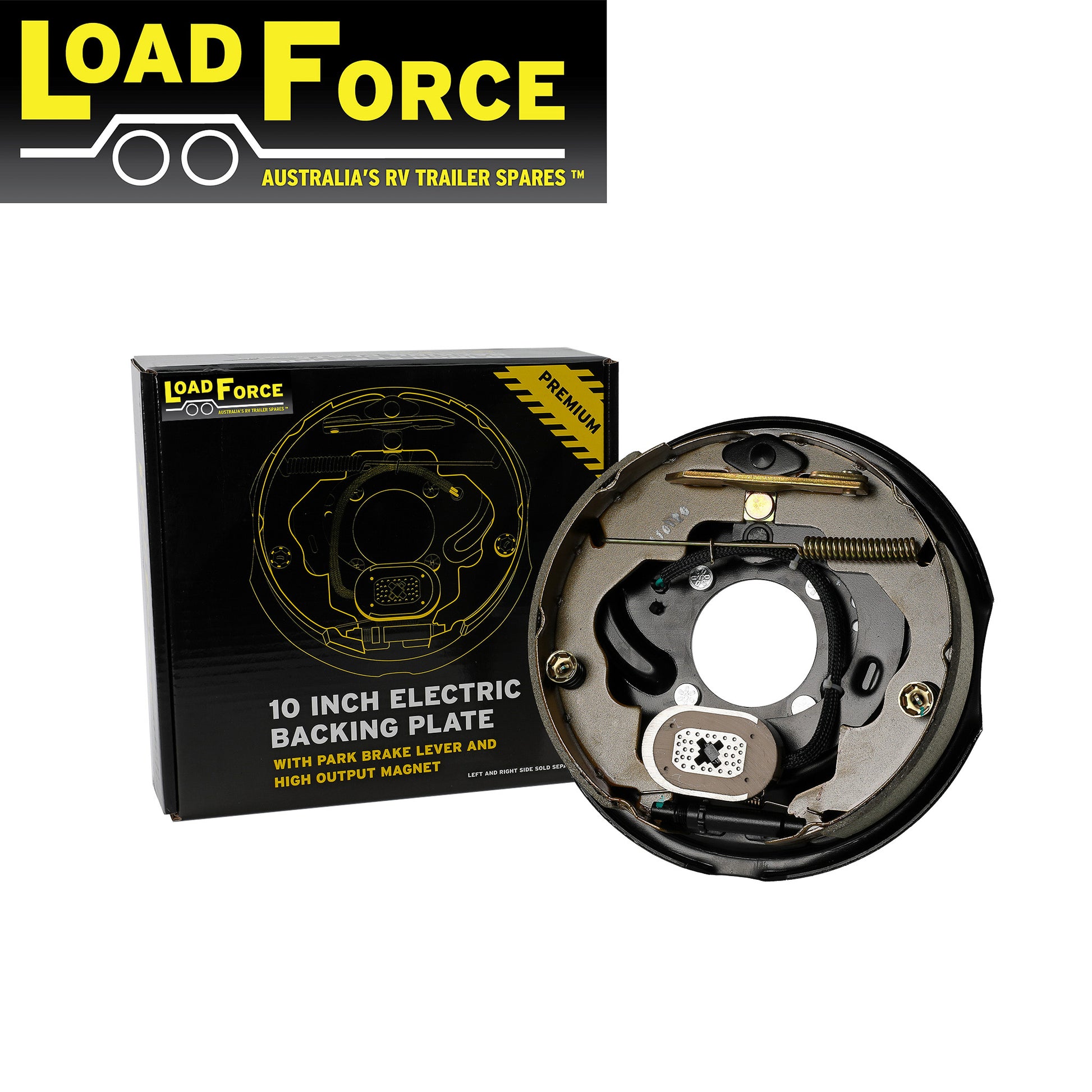 10 inch right side electric backing plate assembly with park brake - Trailer Spares Direct