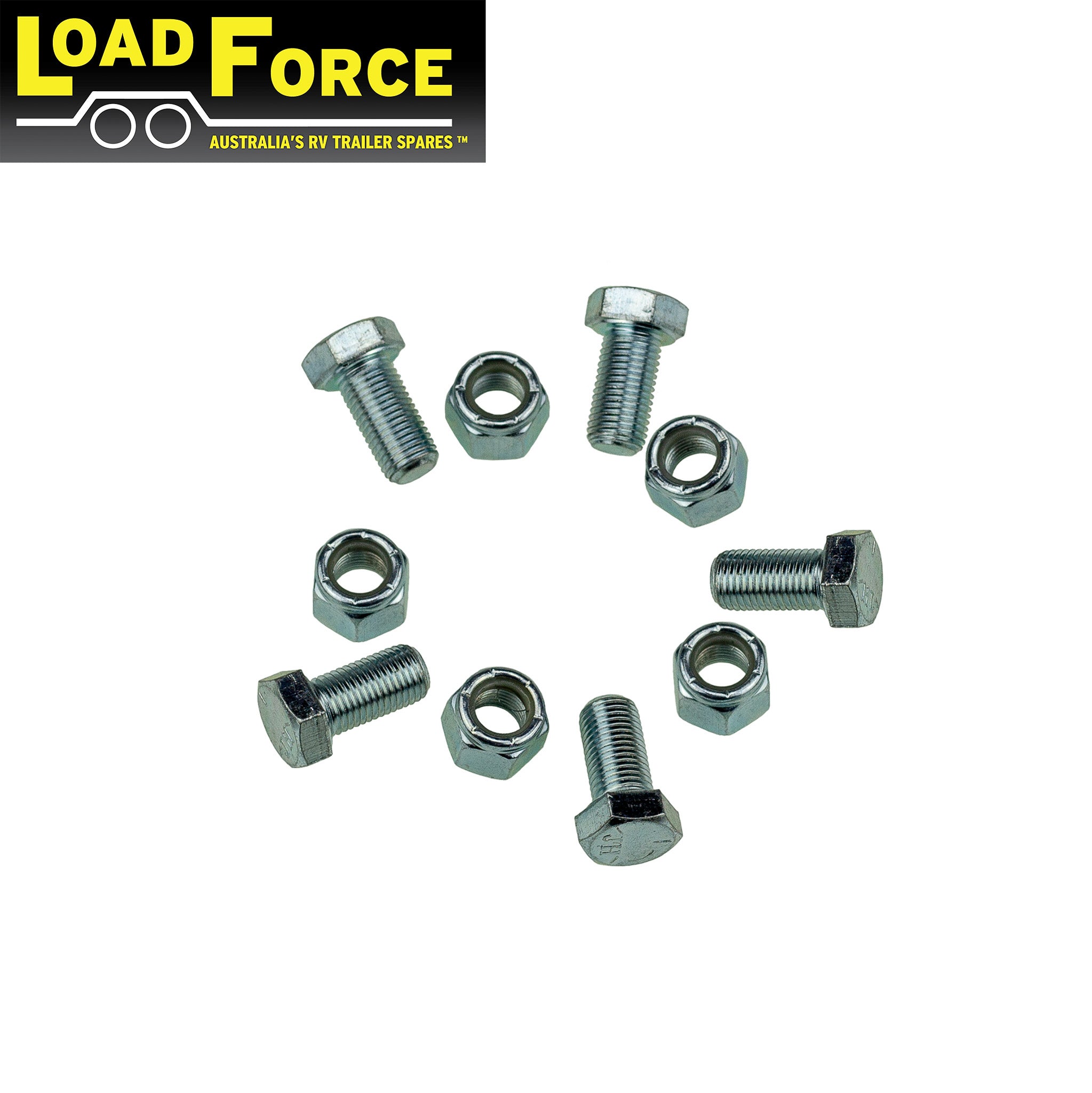 Nyloc nut and bolt kit for 12 inch backing plate