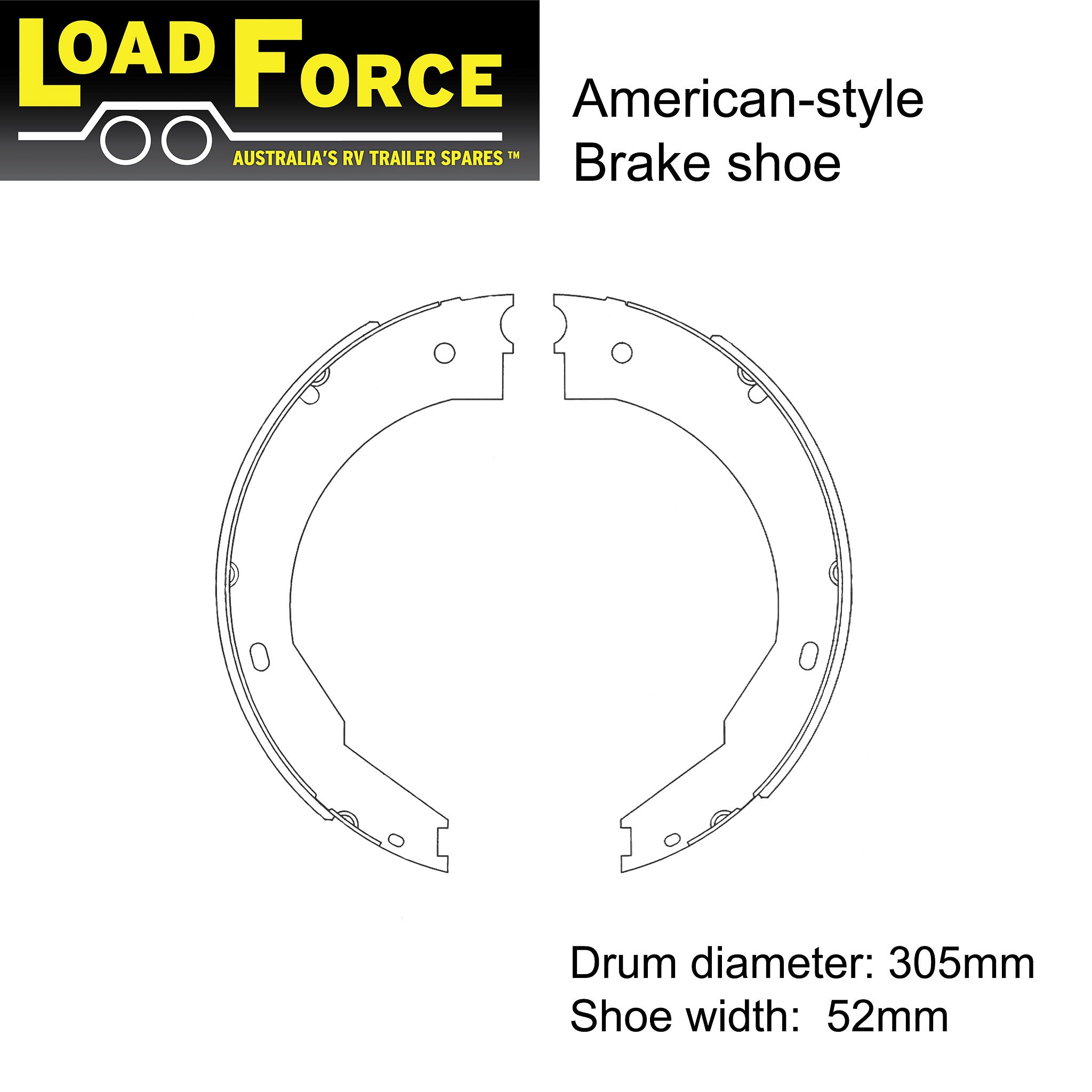 LoadForce 12 x 2 inch American Dexter electric brake shoe set of 4