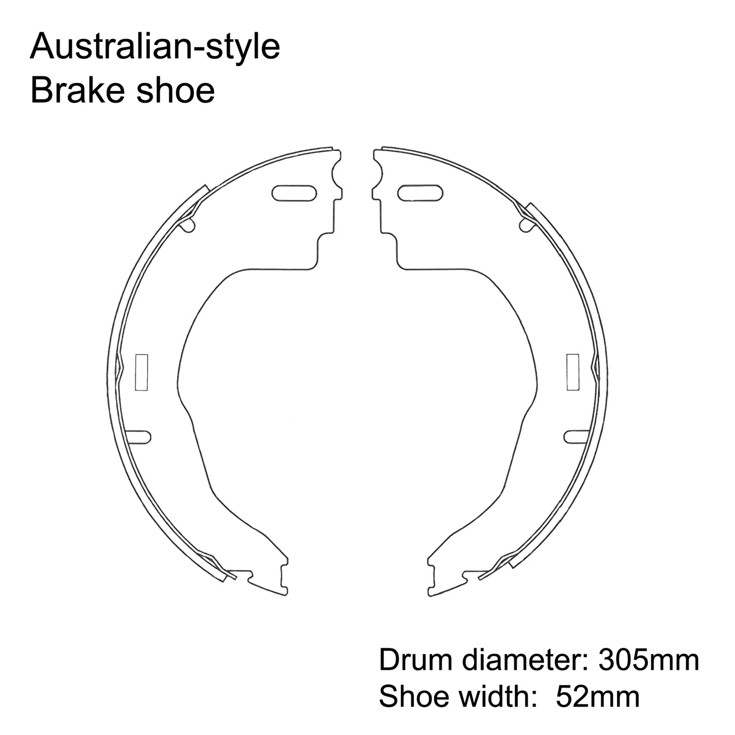 12 x 2 inch standard Australian electric brake shoes set of 4