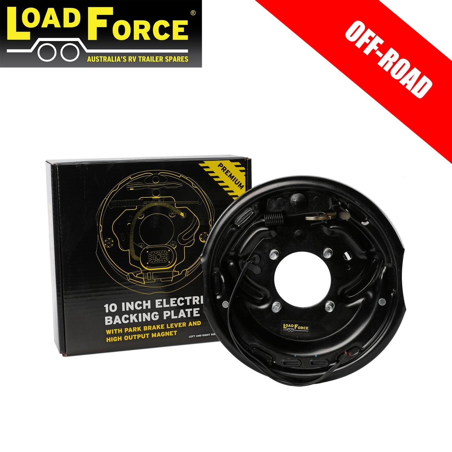 10 inch Off Road Electric Backing Plate Assembly Left Hand - Trailer Spares Direct