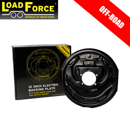 12 inch Off Road Electric Backing Plate Assembly Left Hand - Trailer Spares Direct