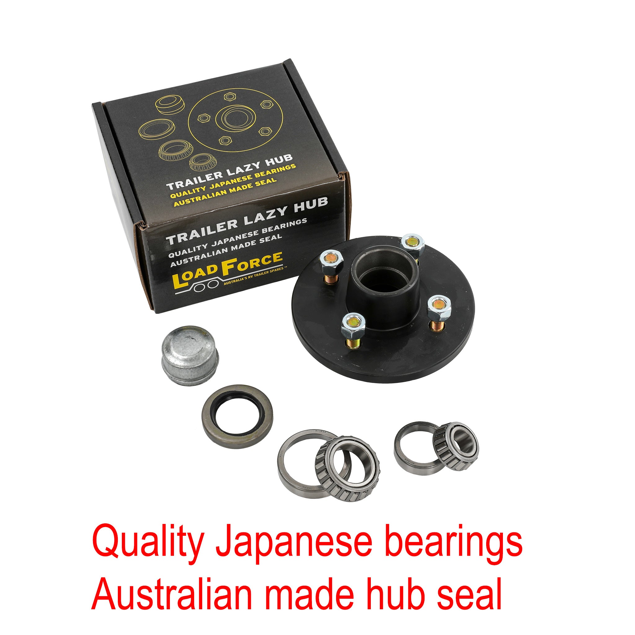 LoadForce 6 inch lazy hub assembly Gemini 4 stud LM (Holden) bearing