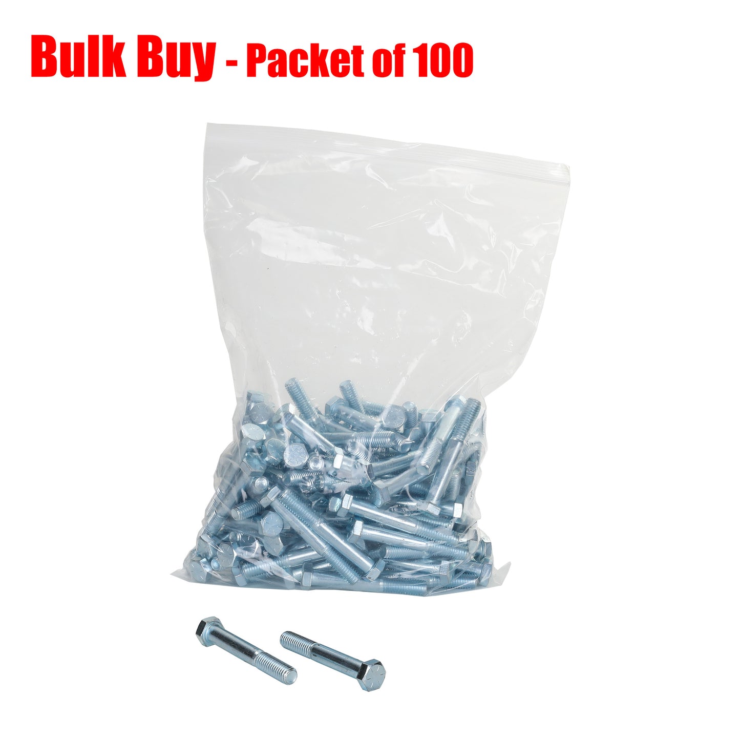 Hex Bolt 3.5"x 0.5" Grade 8 Zinc. Pack of 100. - Trailer Spares Direct