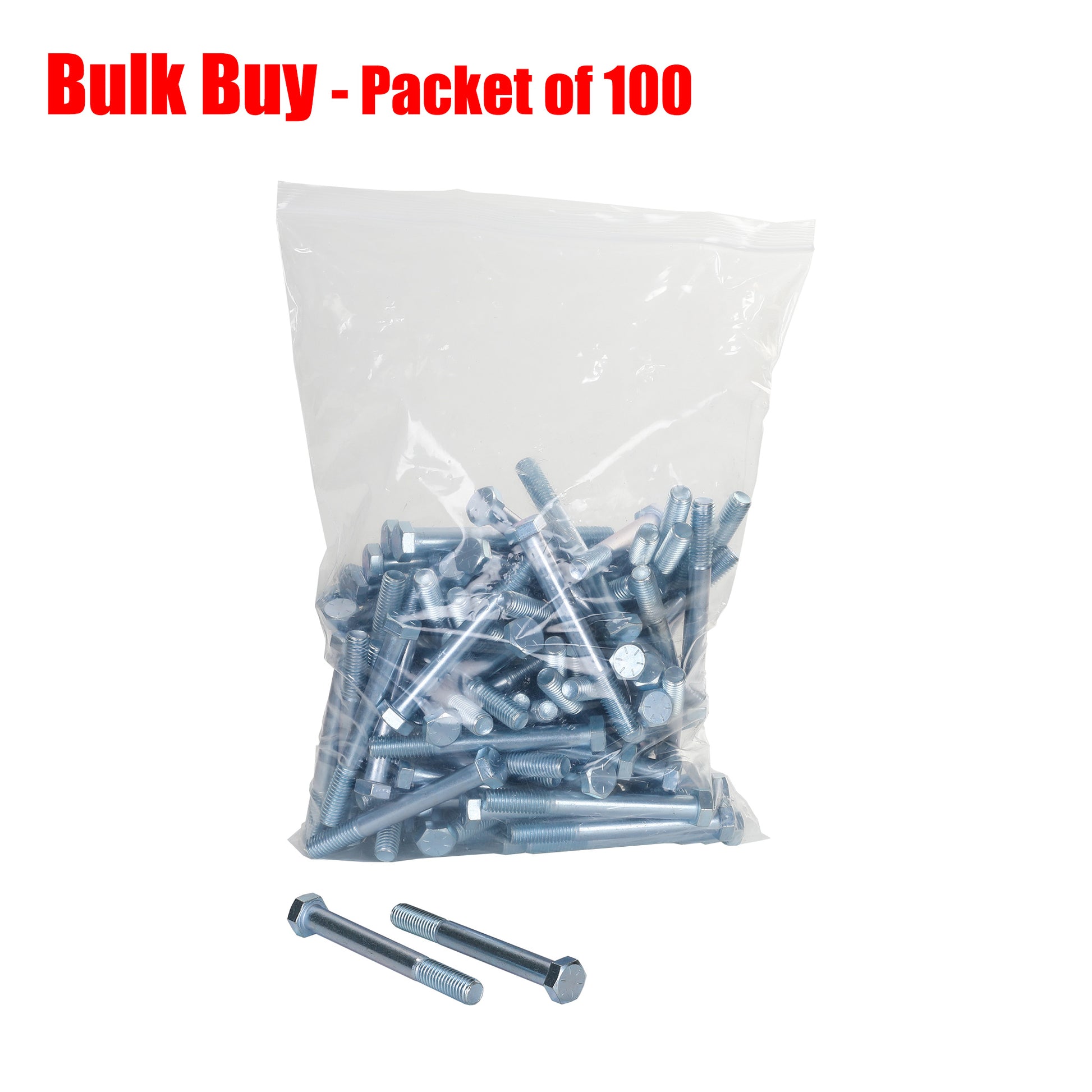 Hex Bolt 4.5"x 0.5" Grade 8 Zinc. Pack of 100. - Trailer Spares Direct