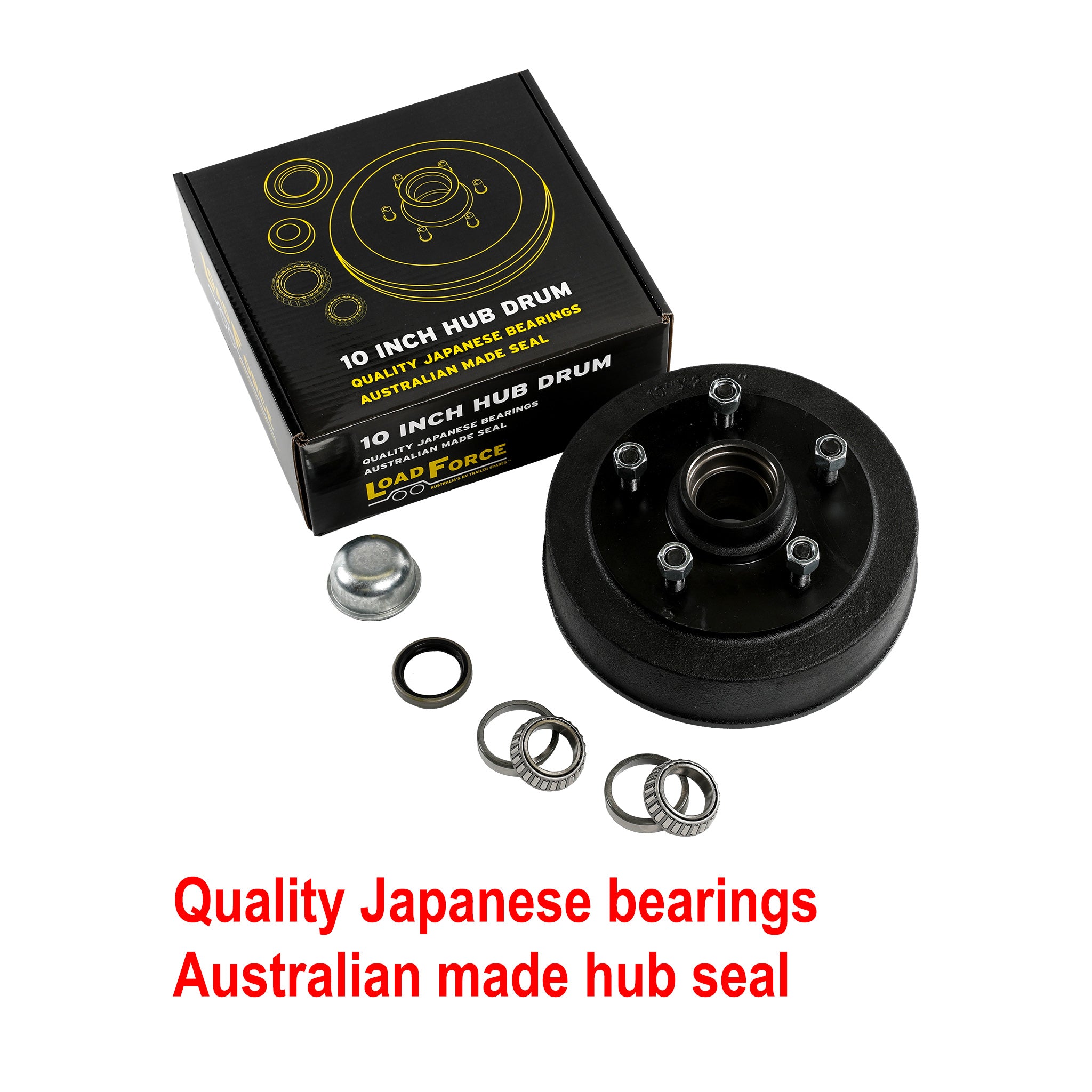 LoadForce hub drum 10 x 2.25 inch LandCruiser 5 stud with parallel bearing