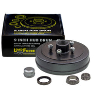 trailer hub drum 9 x 1.75 inch HQ 5 stud with slimline (Ford) bearing - Trailer Spares Direct