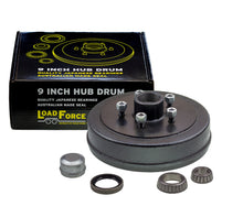 Hub drum 9 x 1.75 inch HT 5 stud with slimline (Ford) bearing - Trailer Spares Direct