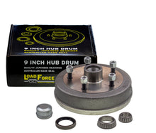 trailer hub drum 9 x 1.75 inch LandCruiser 5 stud with LM (Holden) bearing - Trailer Spares Direct