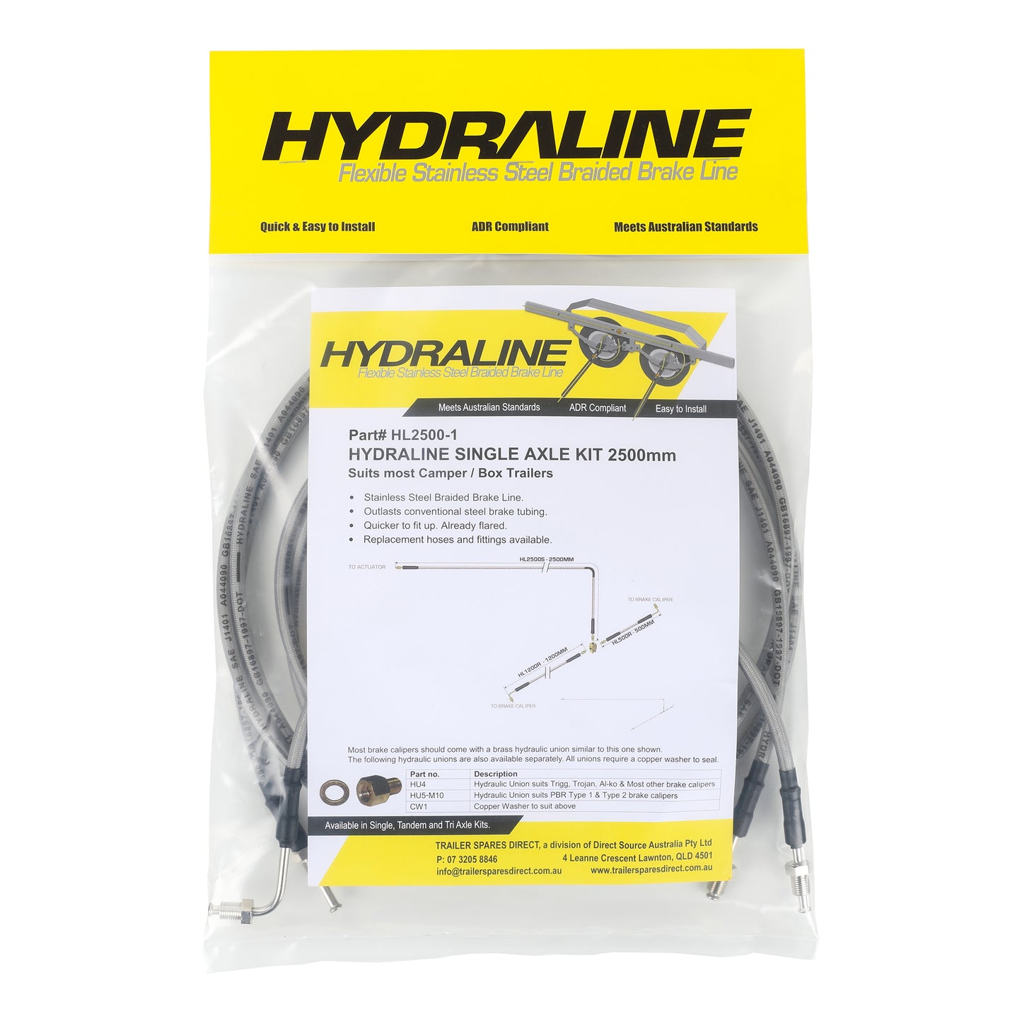 Single axle HydraLine kit with 2500mm lead line