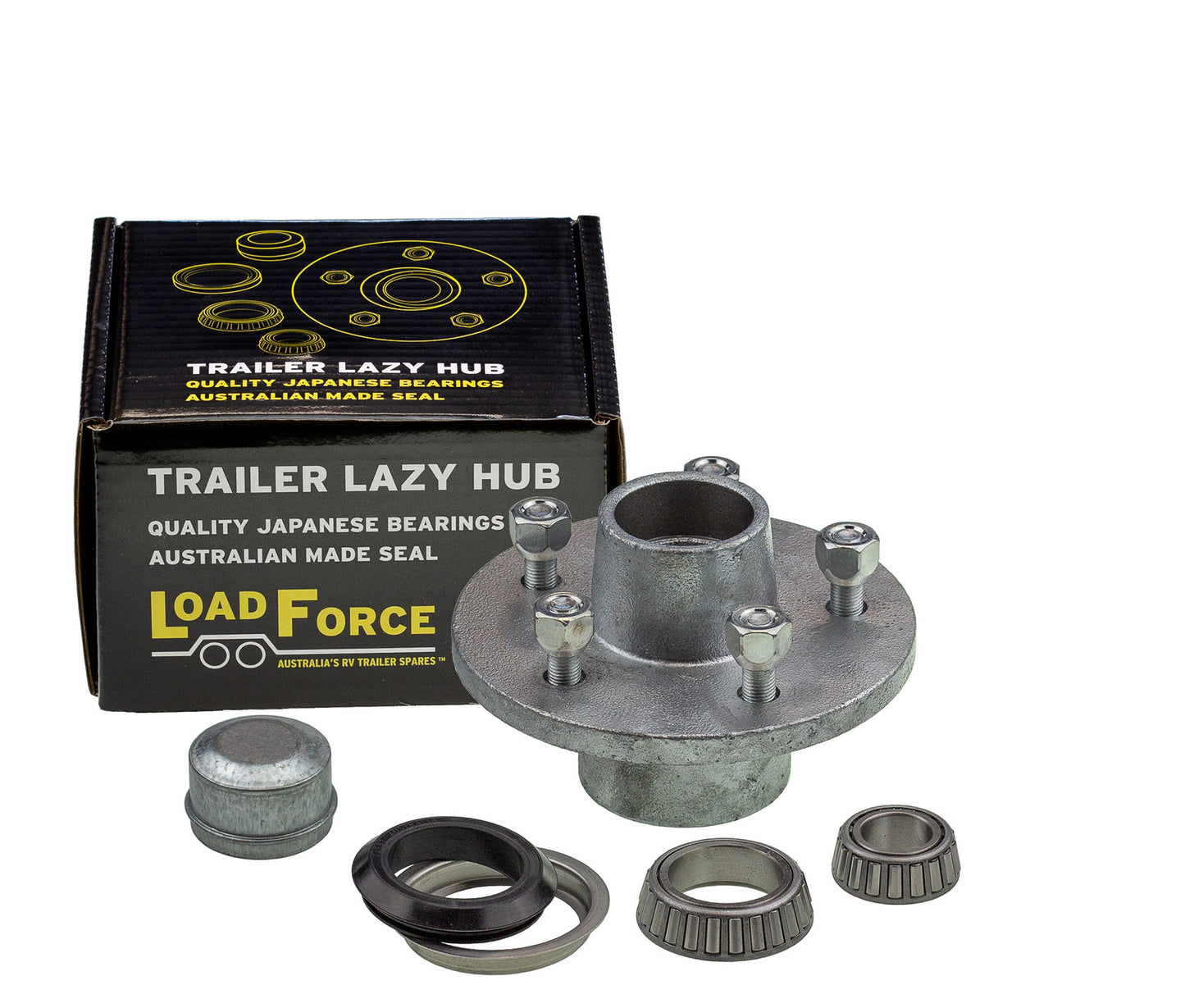 6 inch lazy hub Assy HQ galvanised SL (Ford) Bearings - Trailer Spares Direct