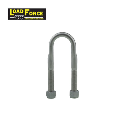 Heavy-duty rated 5/8in U-bolt 45mm round x 160mm long - Dacromet - Trailer Spares Direct