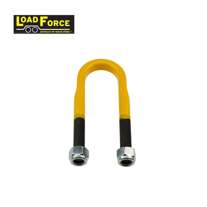 Heavy-duty rated 5/8in U-bolt 45mm round x 160mm long - Yellow - Trailer Spares Direct