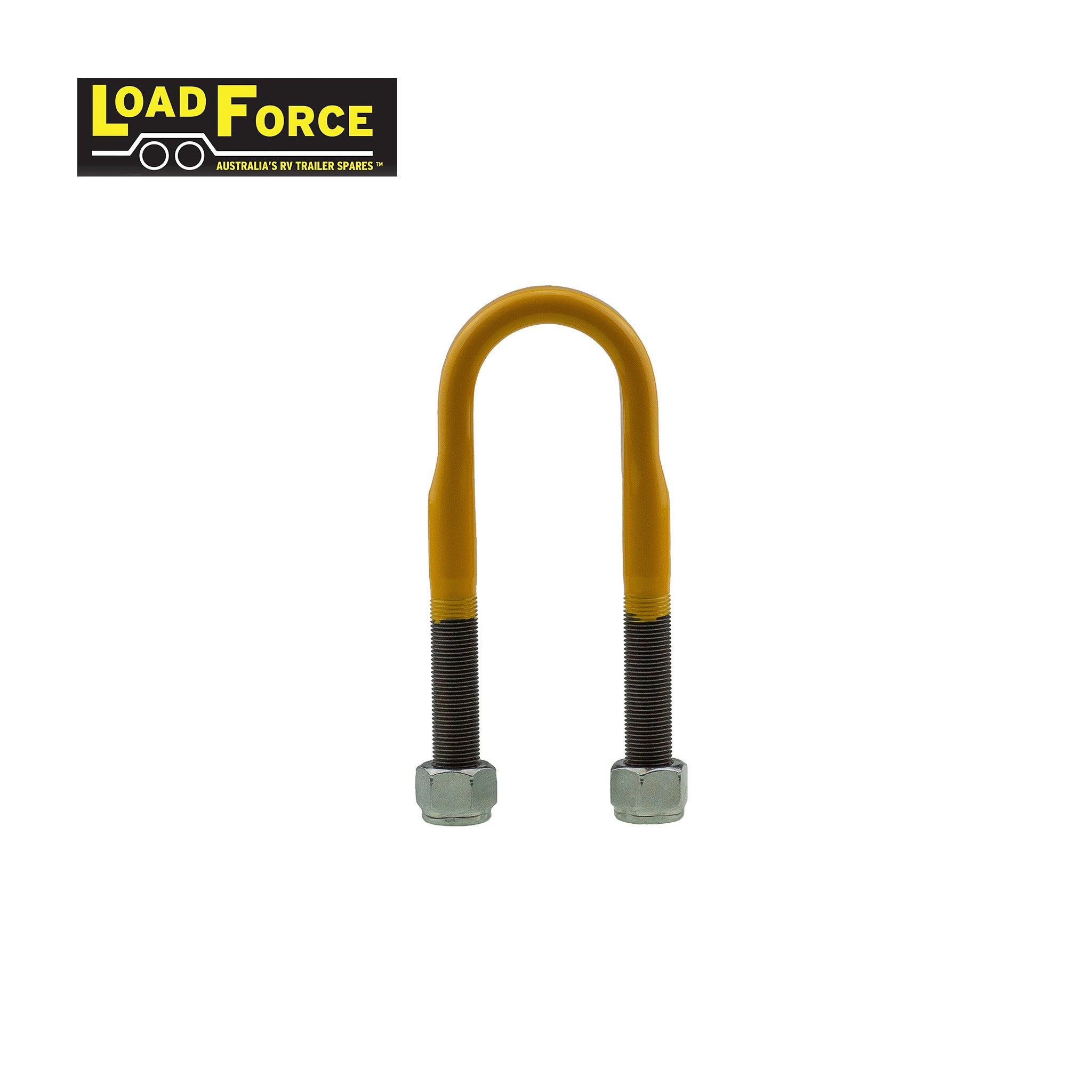Heavy-duty rated 5/8in U-bolt 45mm round x 160mm long - Yellow