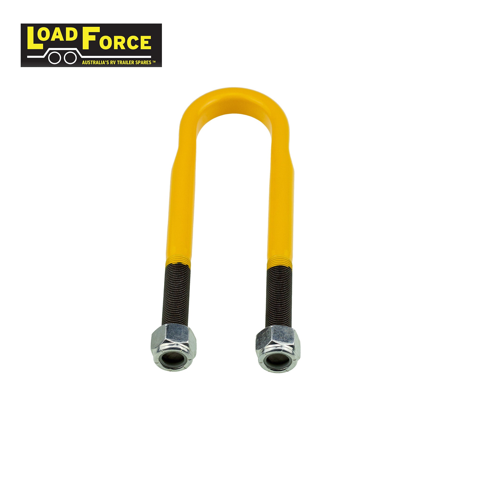 Heavy-duty rated 5/8in U-bolt 45mm round x 205mm long - Yellow