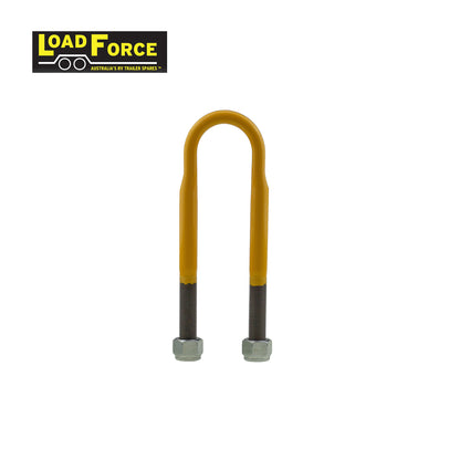 Heavy-duty rated 5/8in U-bolt 45mm round x 205mm long - Yellow - Trailer Spares Direct